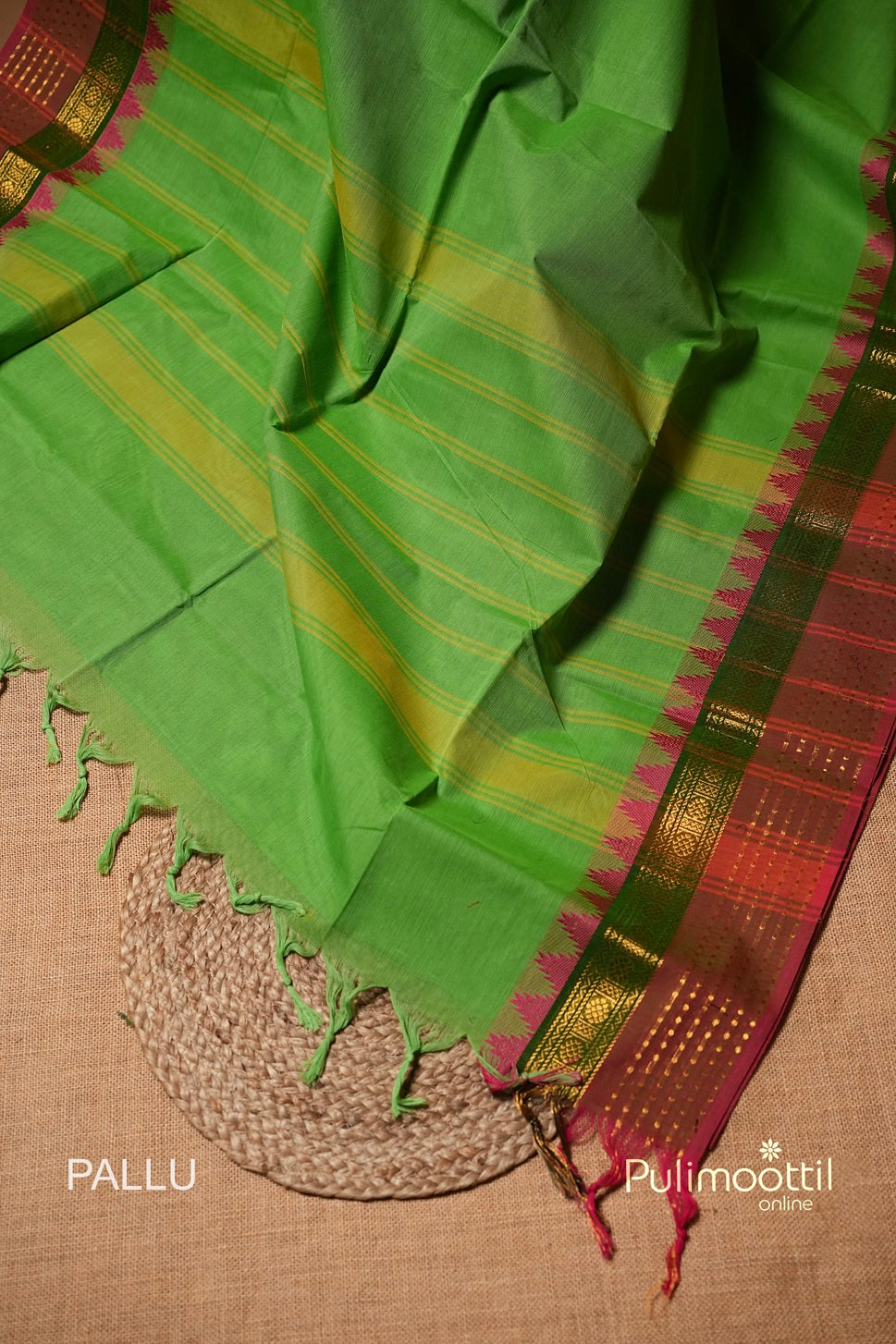 Parrot Green Colour Kalyani Cotton Saree