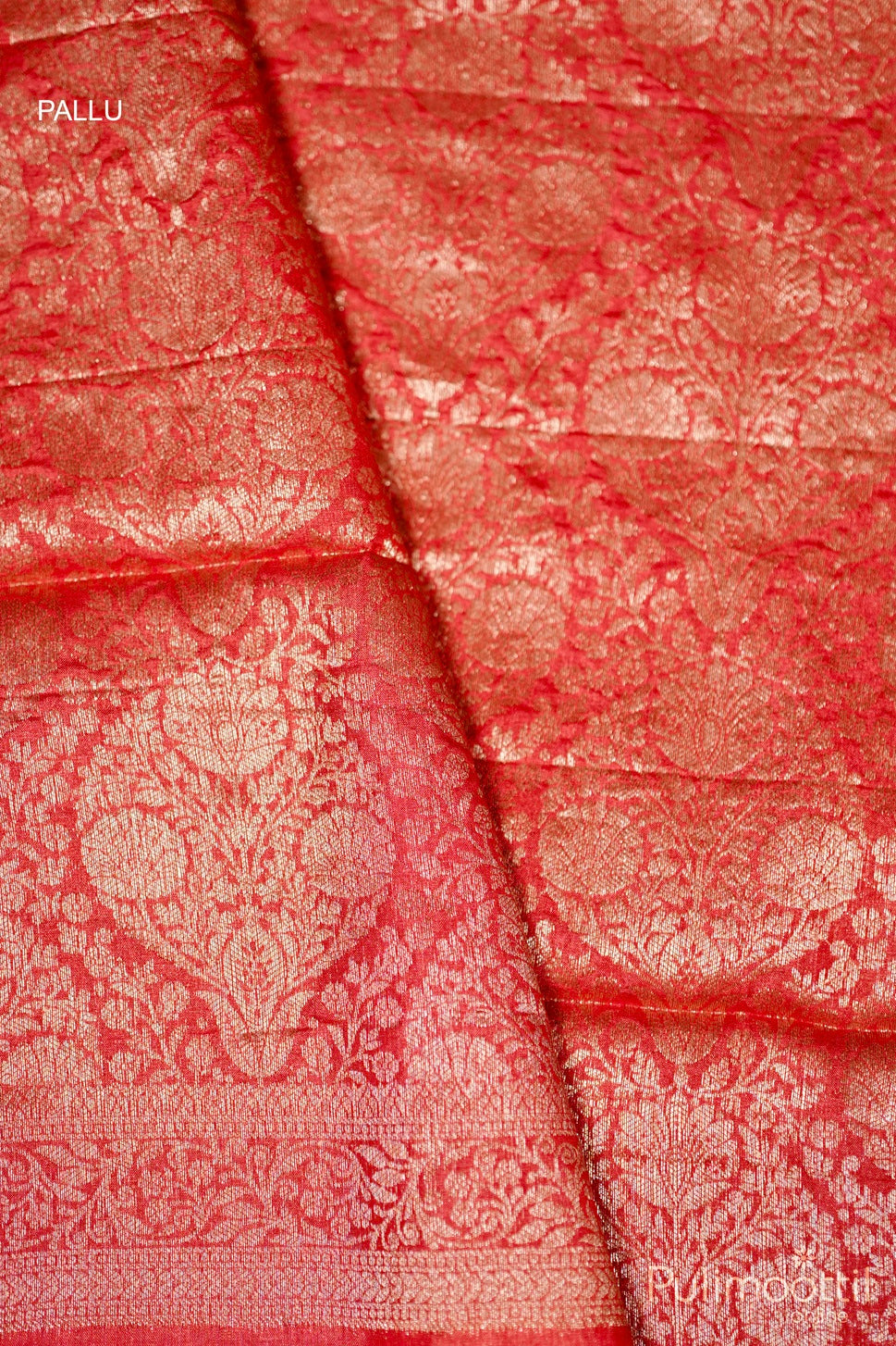 Red Colour Tussar Banarasi Saree.