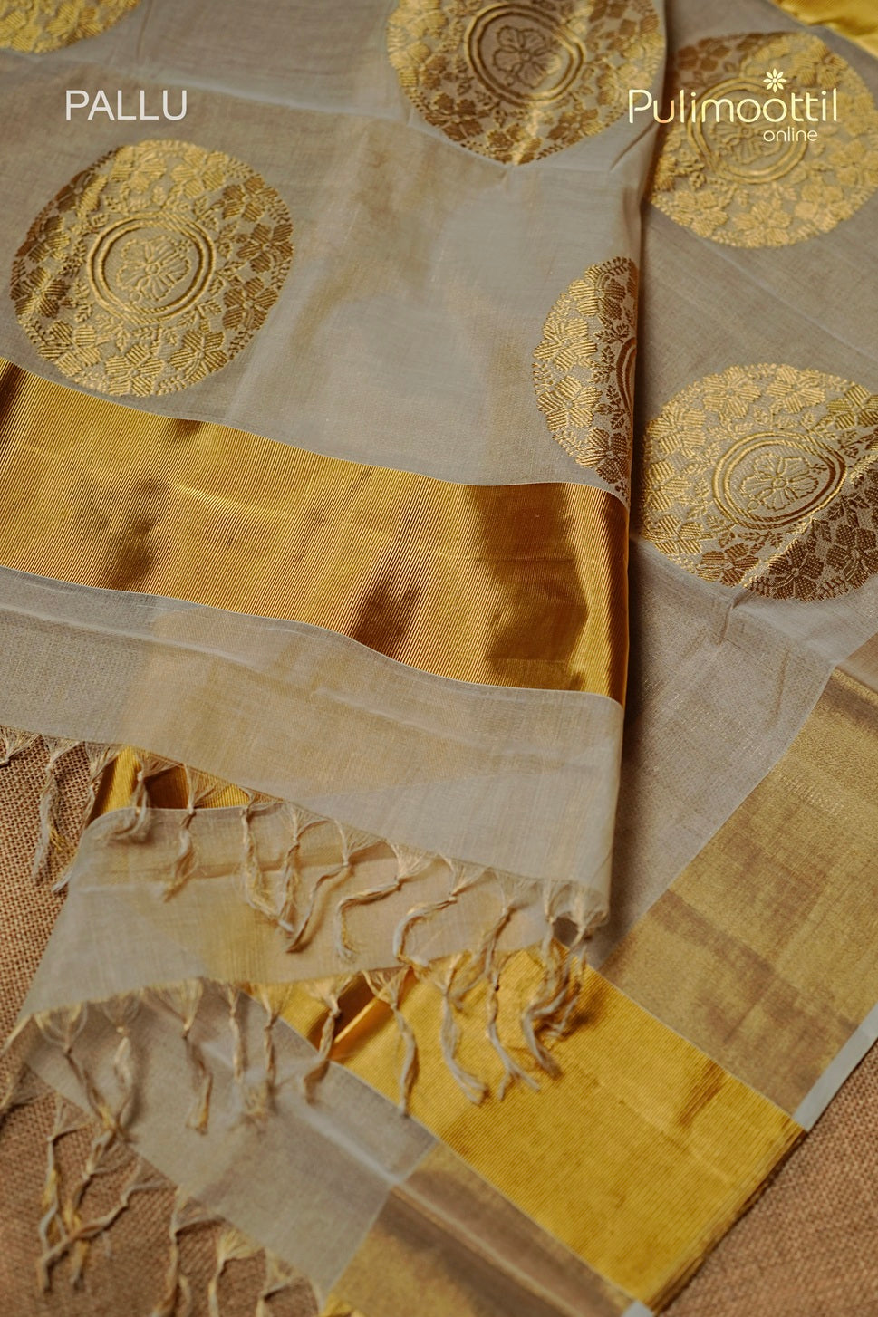 Kerala Traditional Golden Tissue Handloom Set Saree