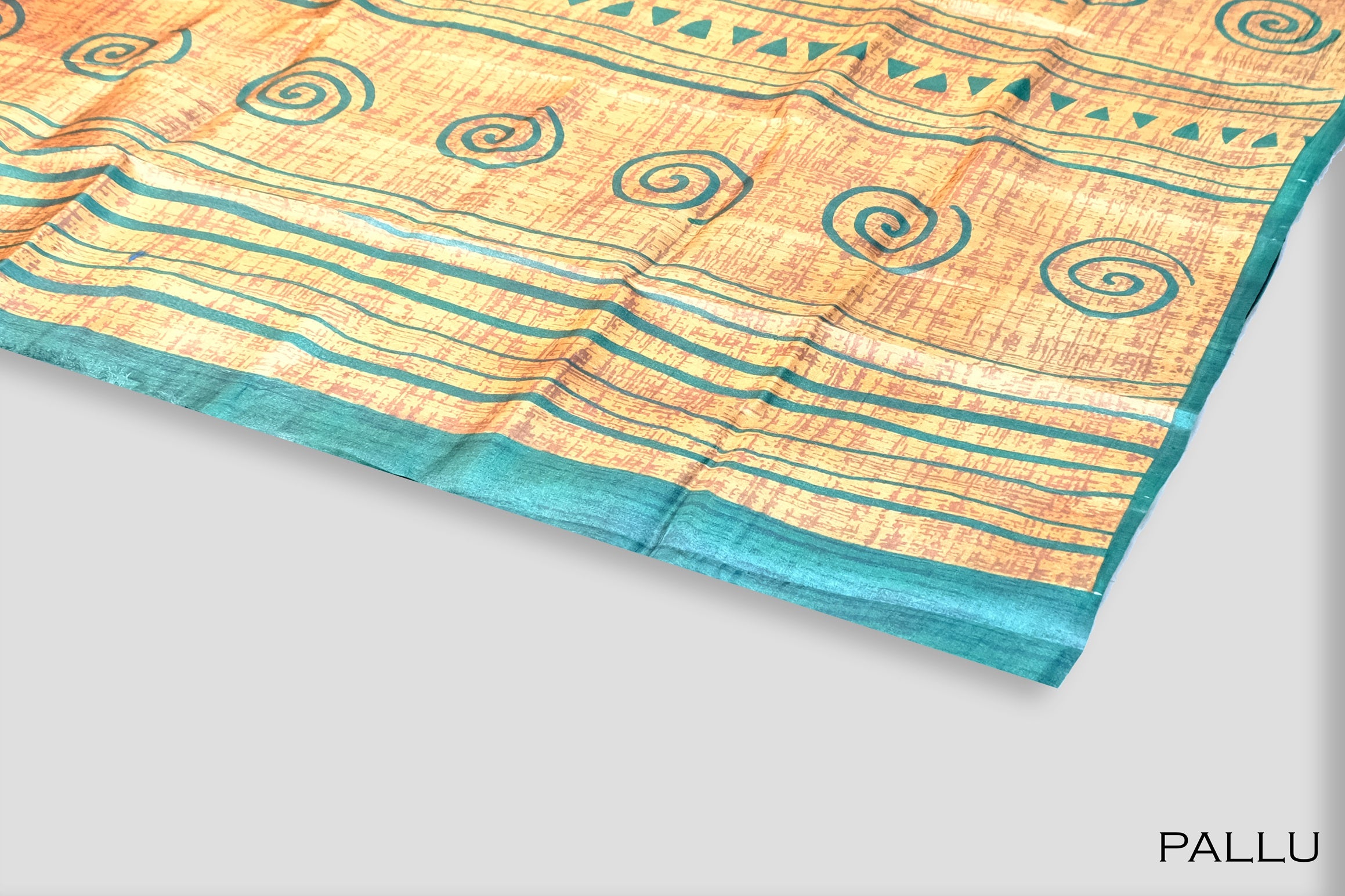 Green color Tuseer silk saree.