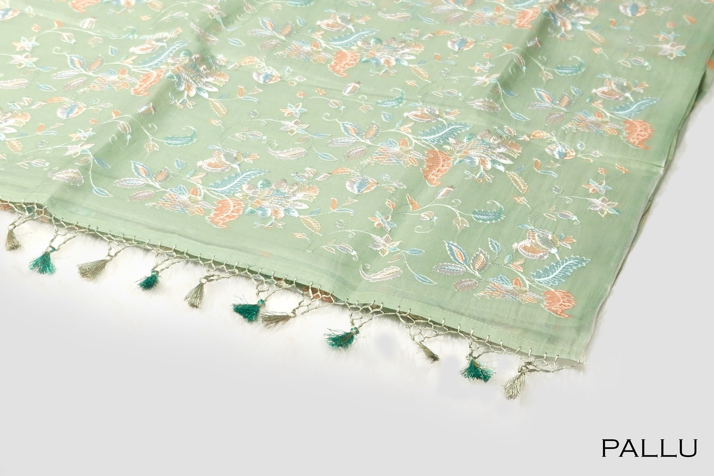 Pista green color Organza saree