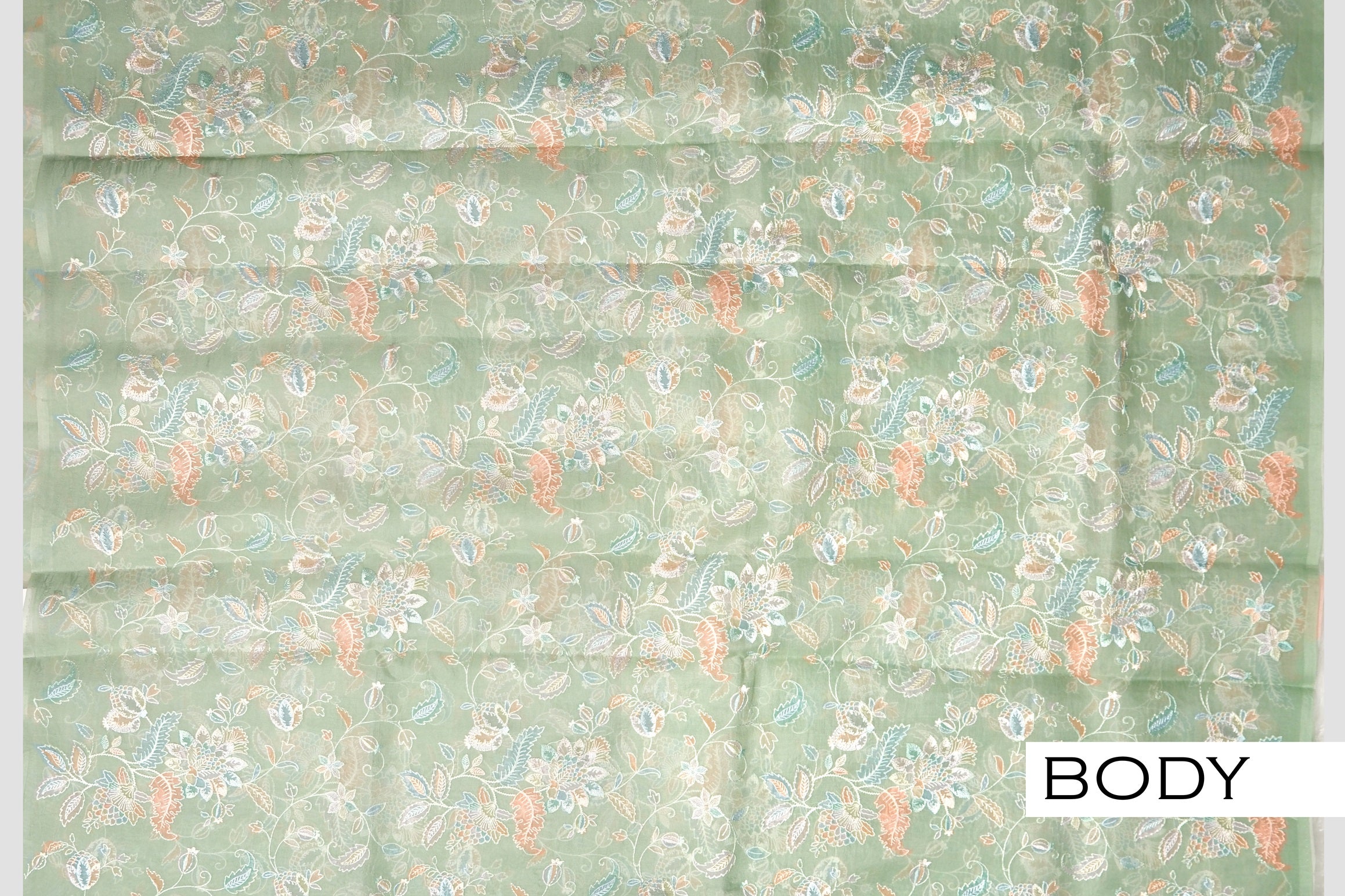 Pista green color Organza saree