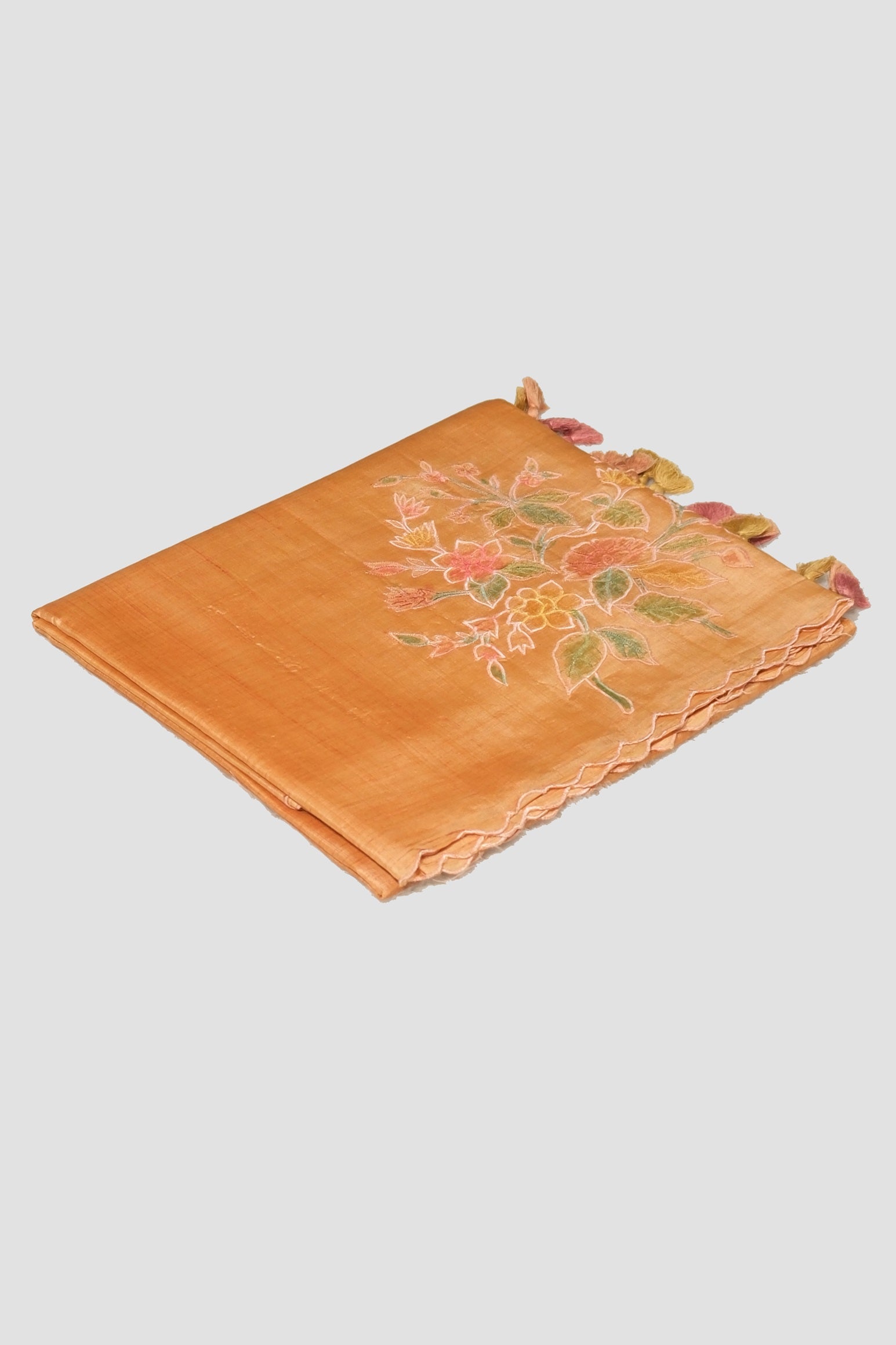 Orange color organza saree.