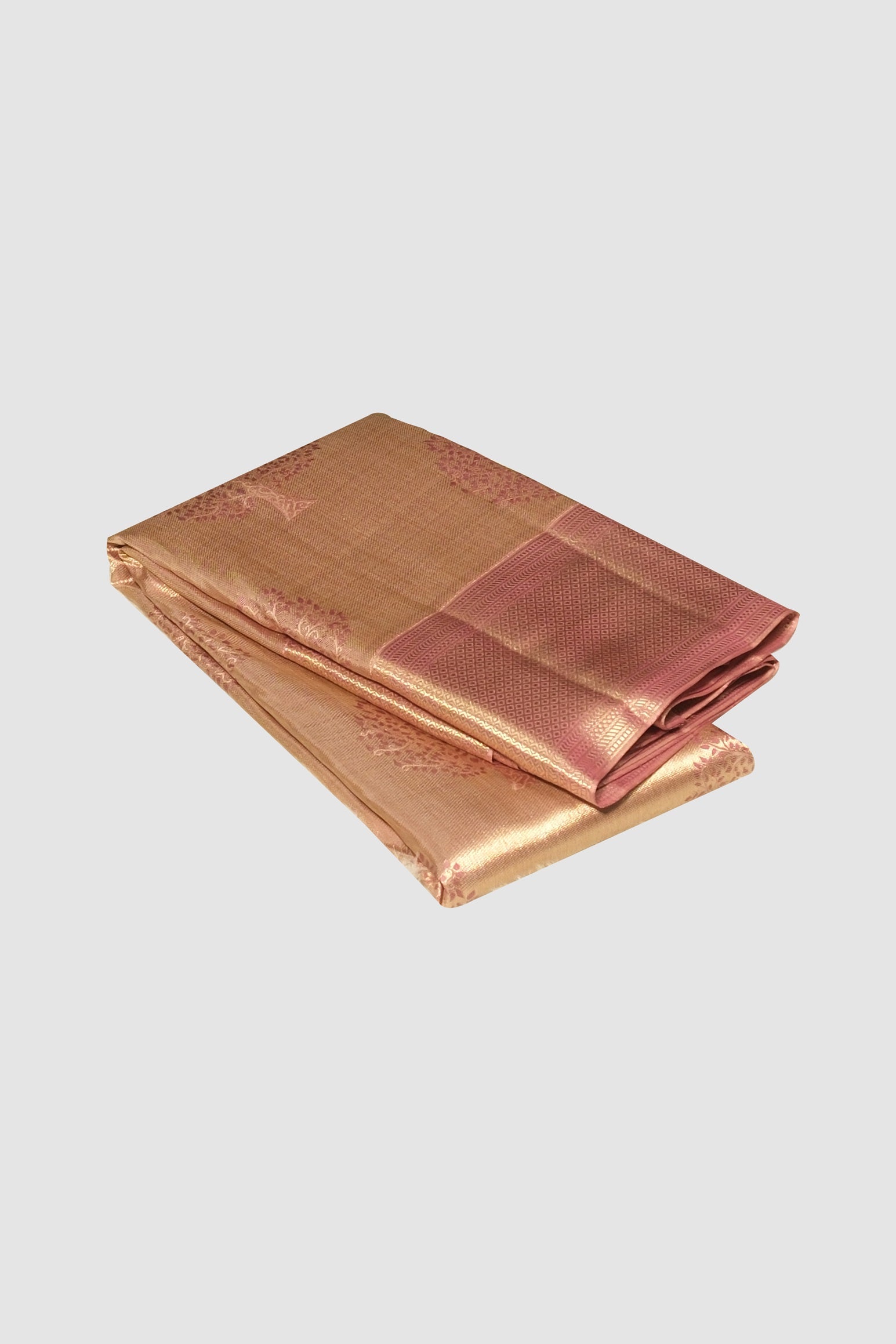Light golden color tissue pure Kanchipuram wedding saree.