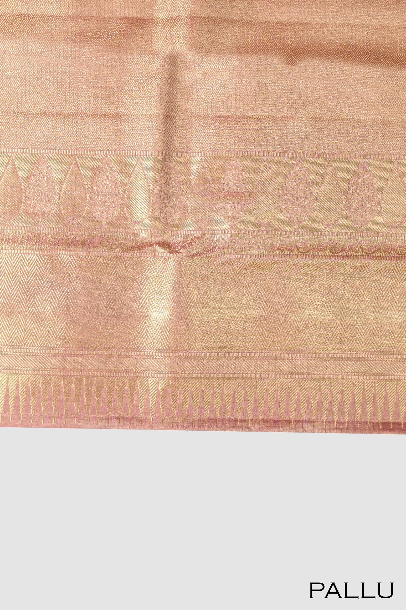Light golden color tissue pure Kanchipuram wedding saree.