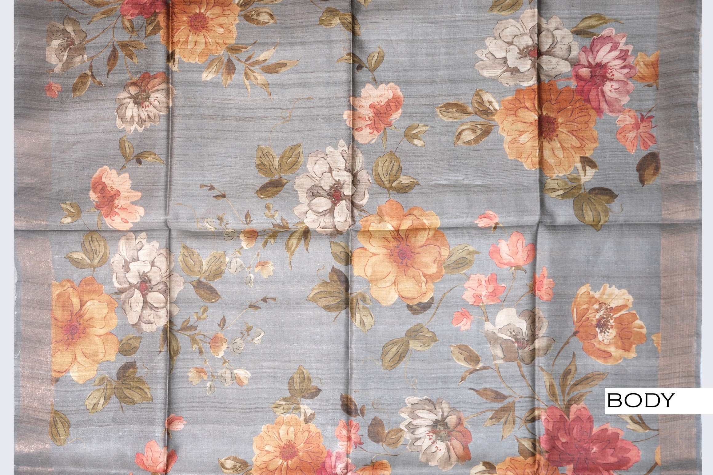 Mushroom grey color pure Tusser silk saree.