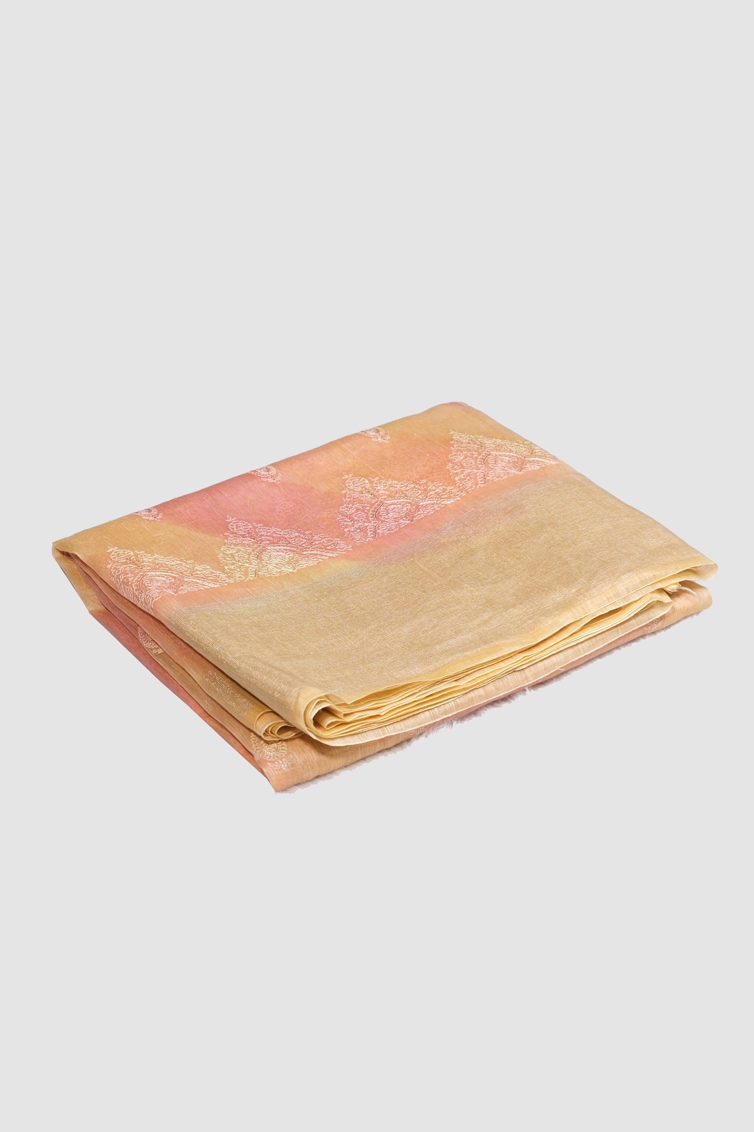 Peach color semi linen saree.
