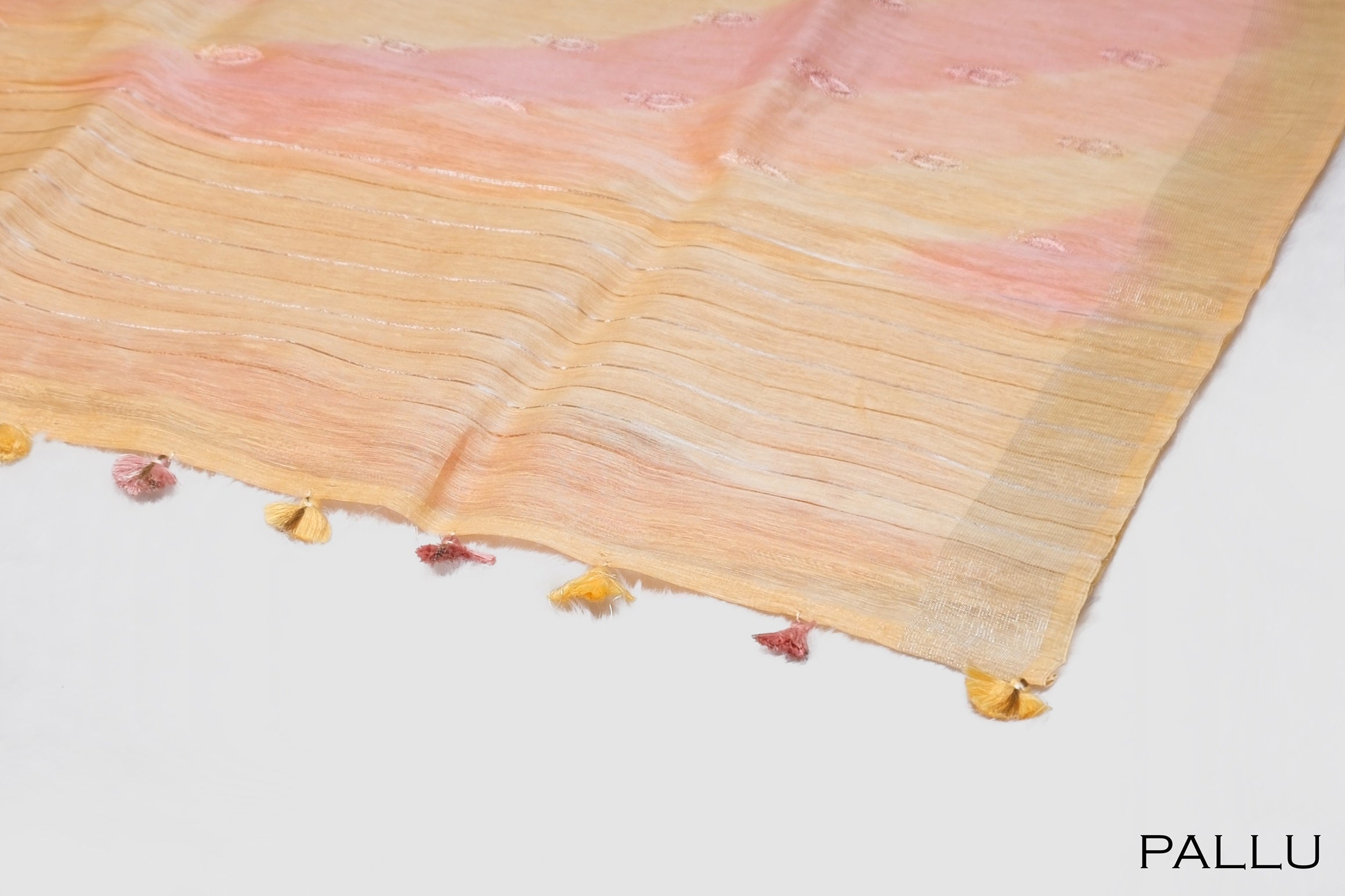Peach color semi linen saree.