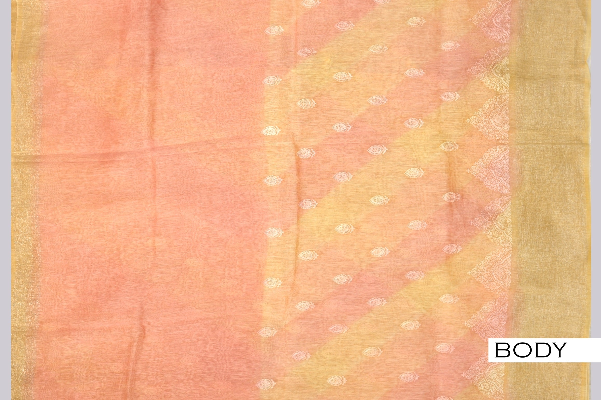 Peach color semi linen saree.