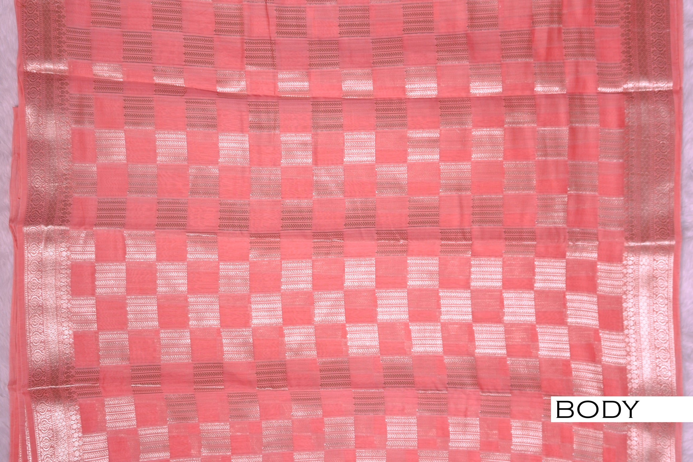 Light pink color chanderi silk saree.