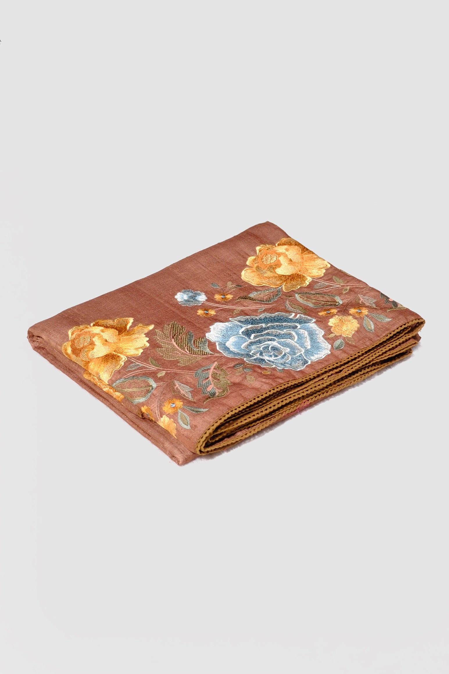 Brown color pure Tusser silk saree