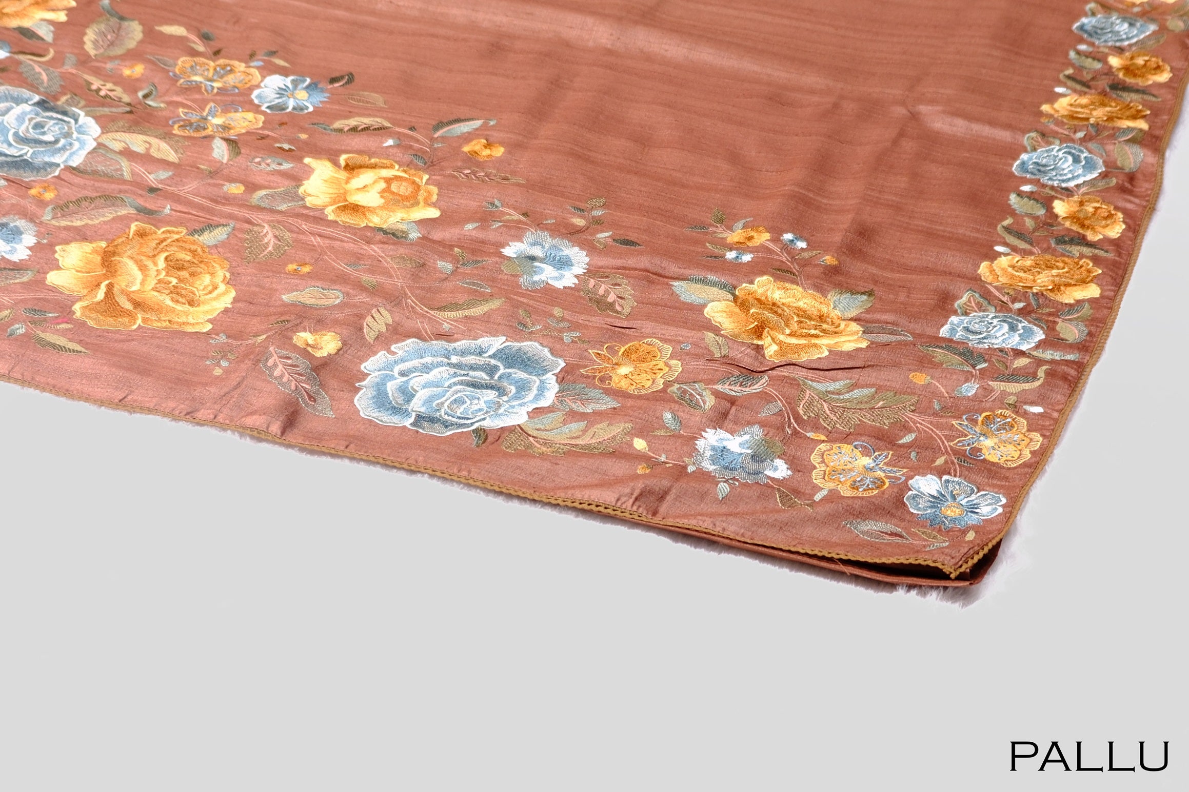 Brown color pure Tusser silk saree