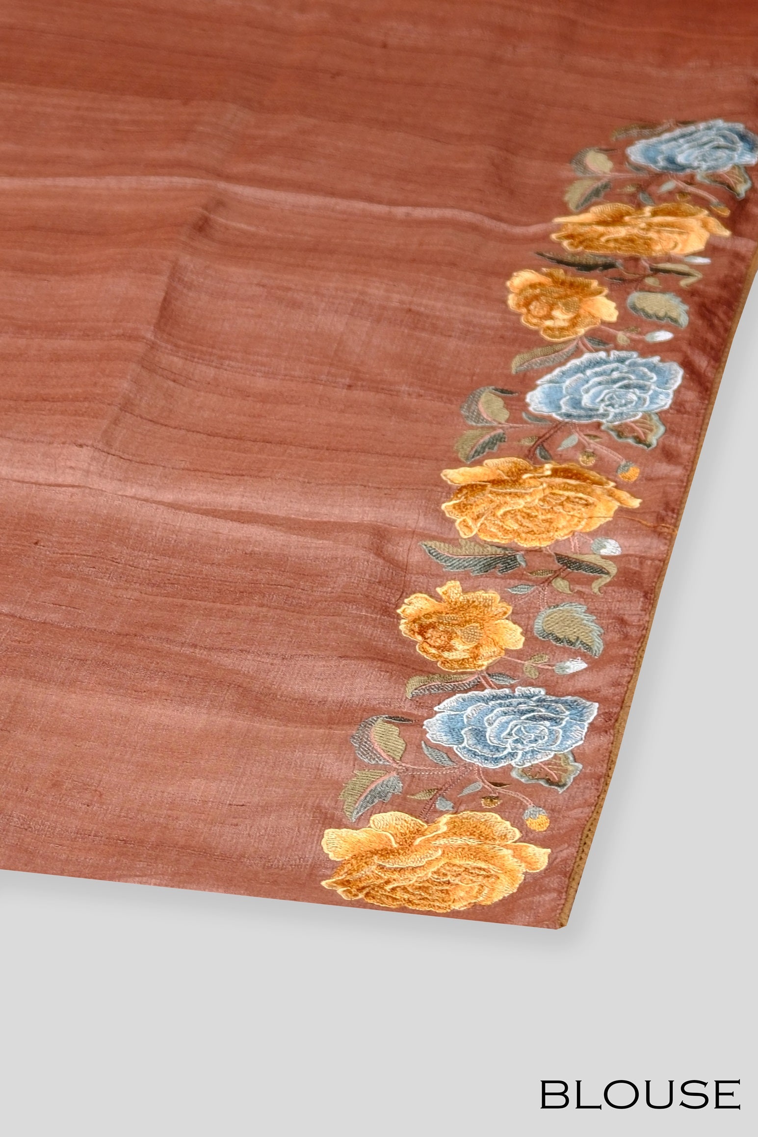 Brown color pure Tusser silk saree