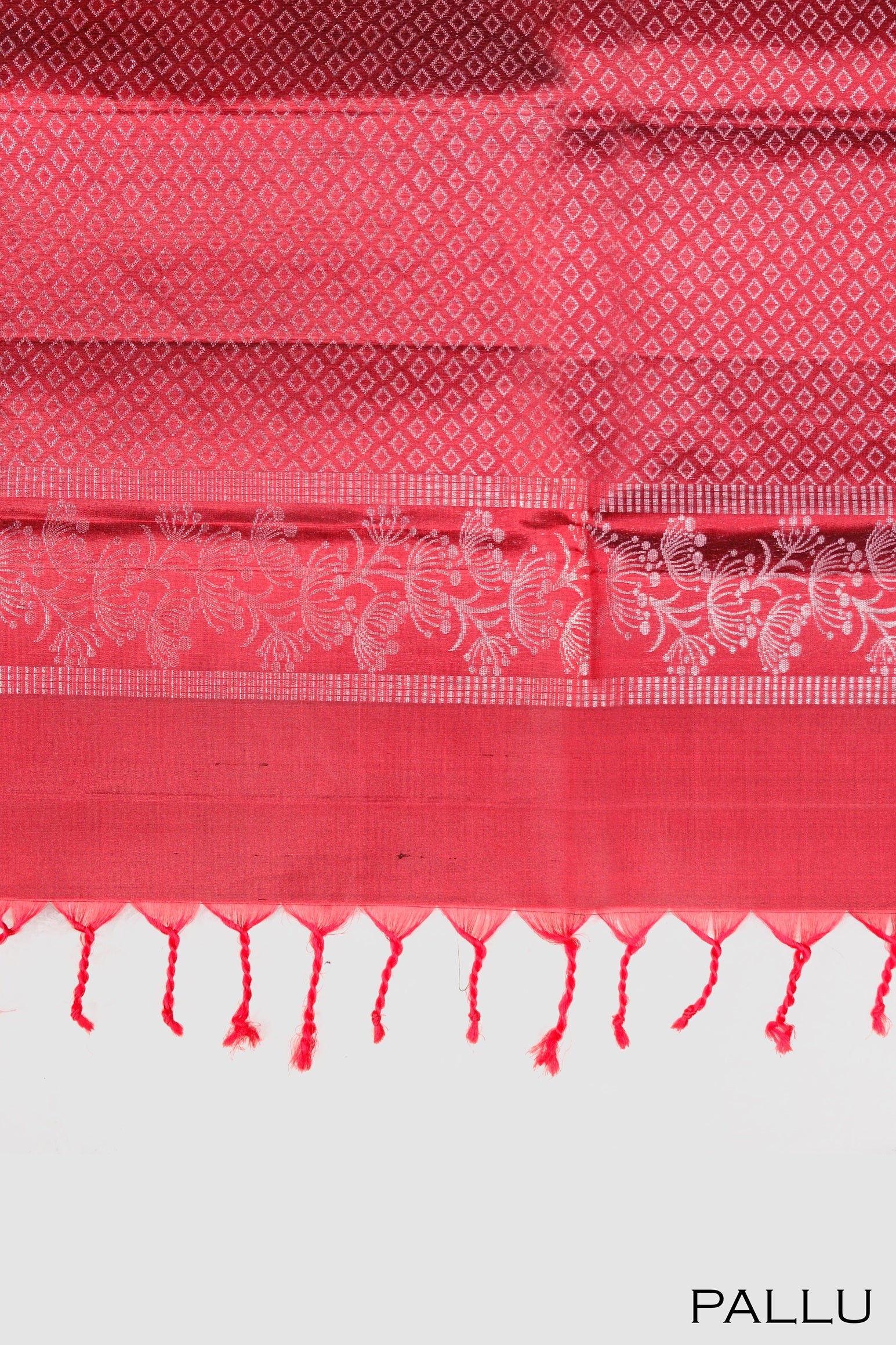 Parrot green & Red color pure soft silk saree.