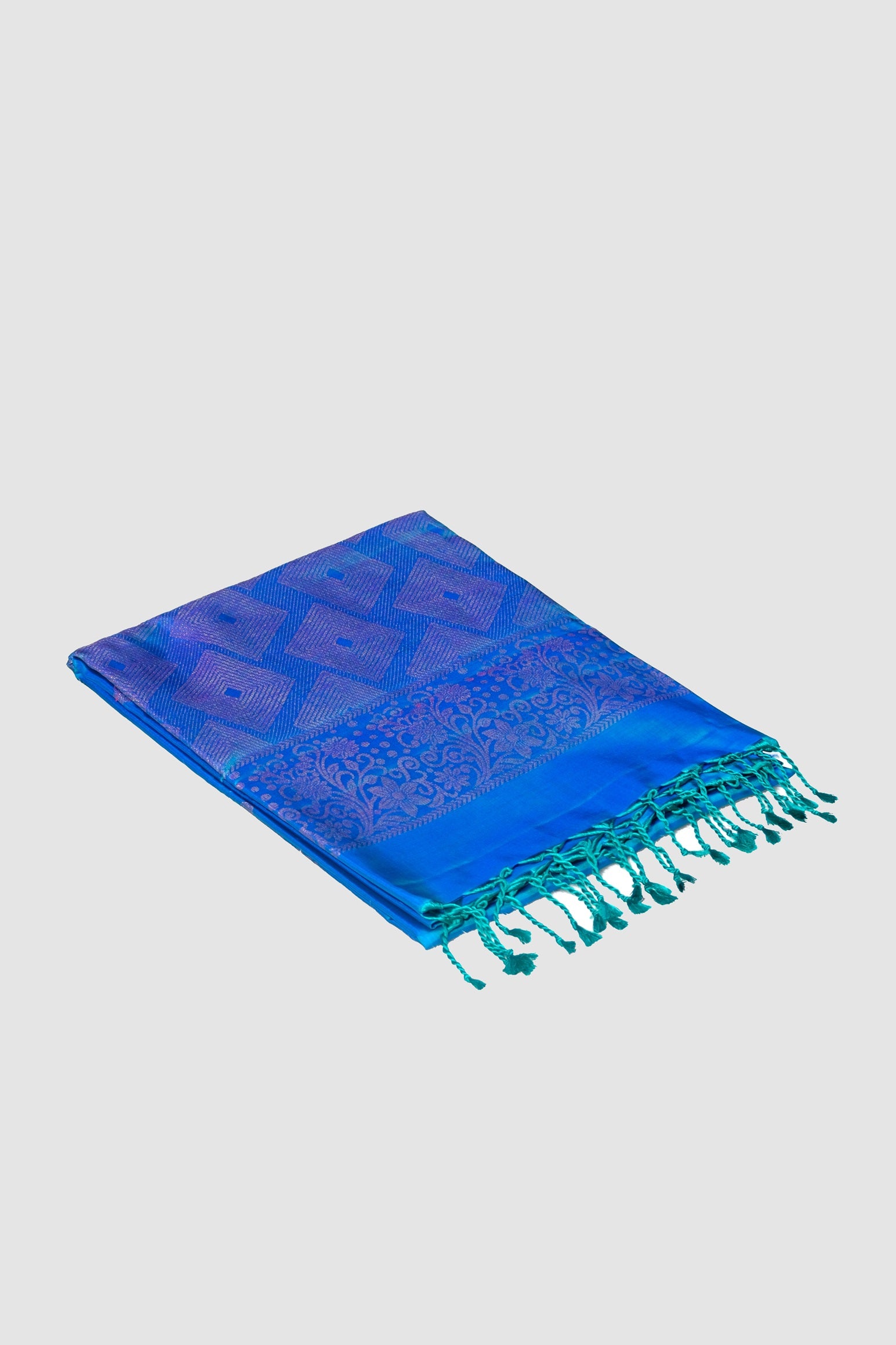 Peacock blue color soft silk saree