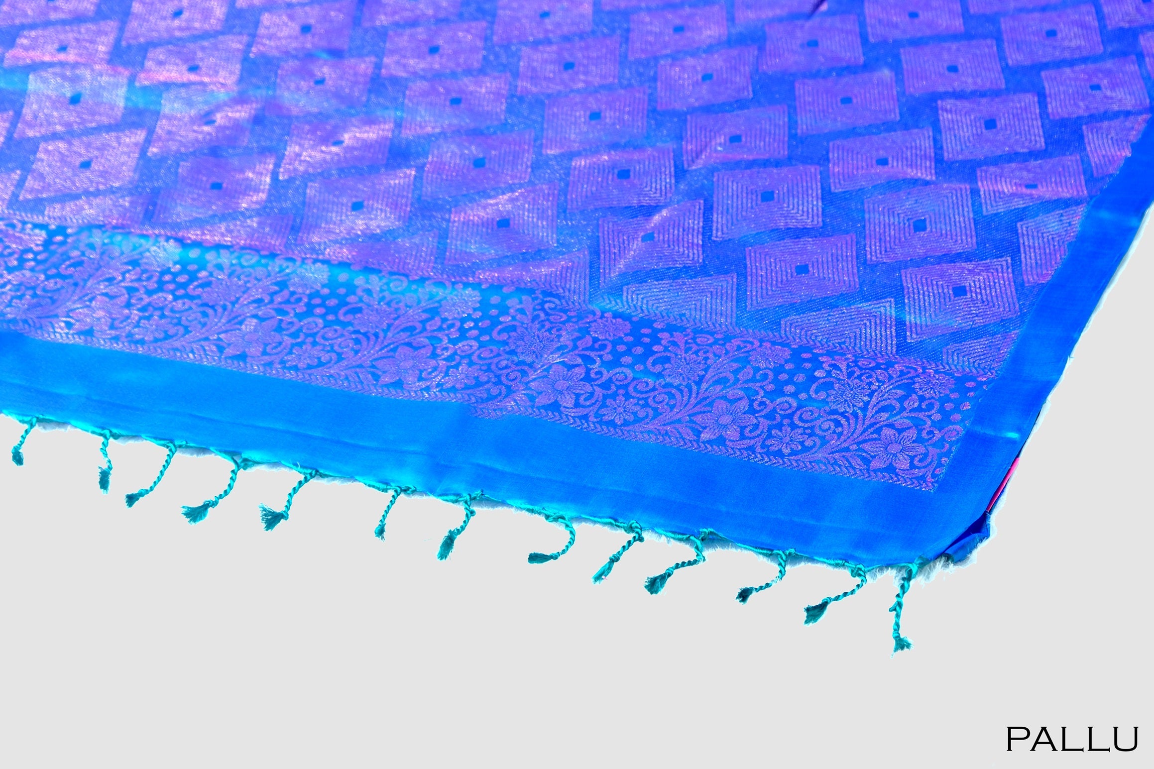 Peacock blue color soft silk saree