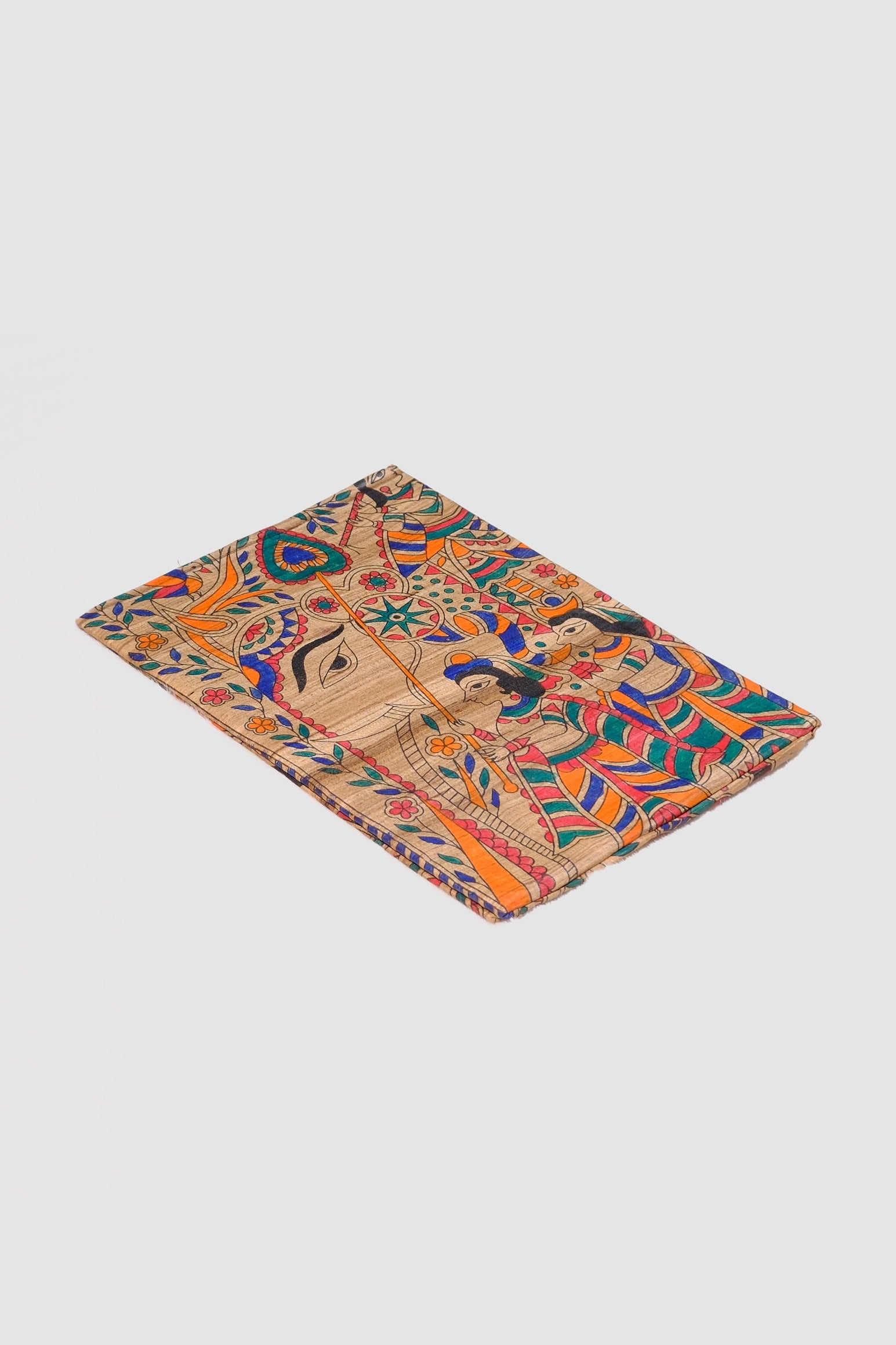 Chiku color Madhubani print jute silk saree