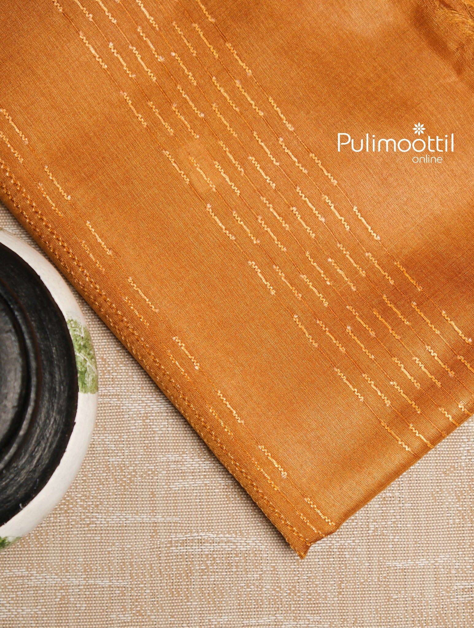 Golden yellow color Tusser silk saree