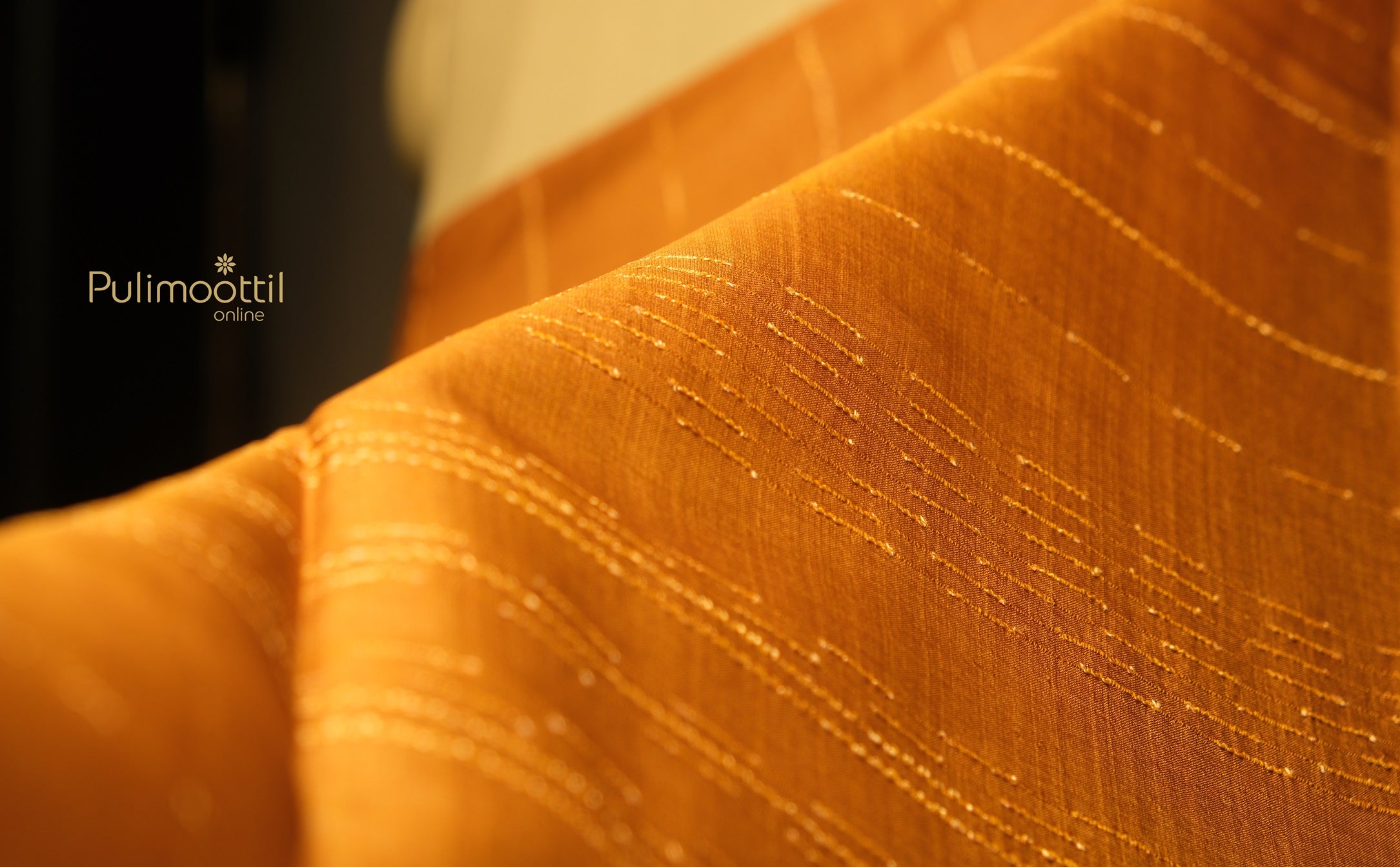 Golden yellow color Tusser silk saree