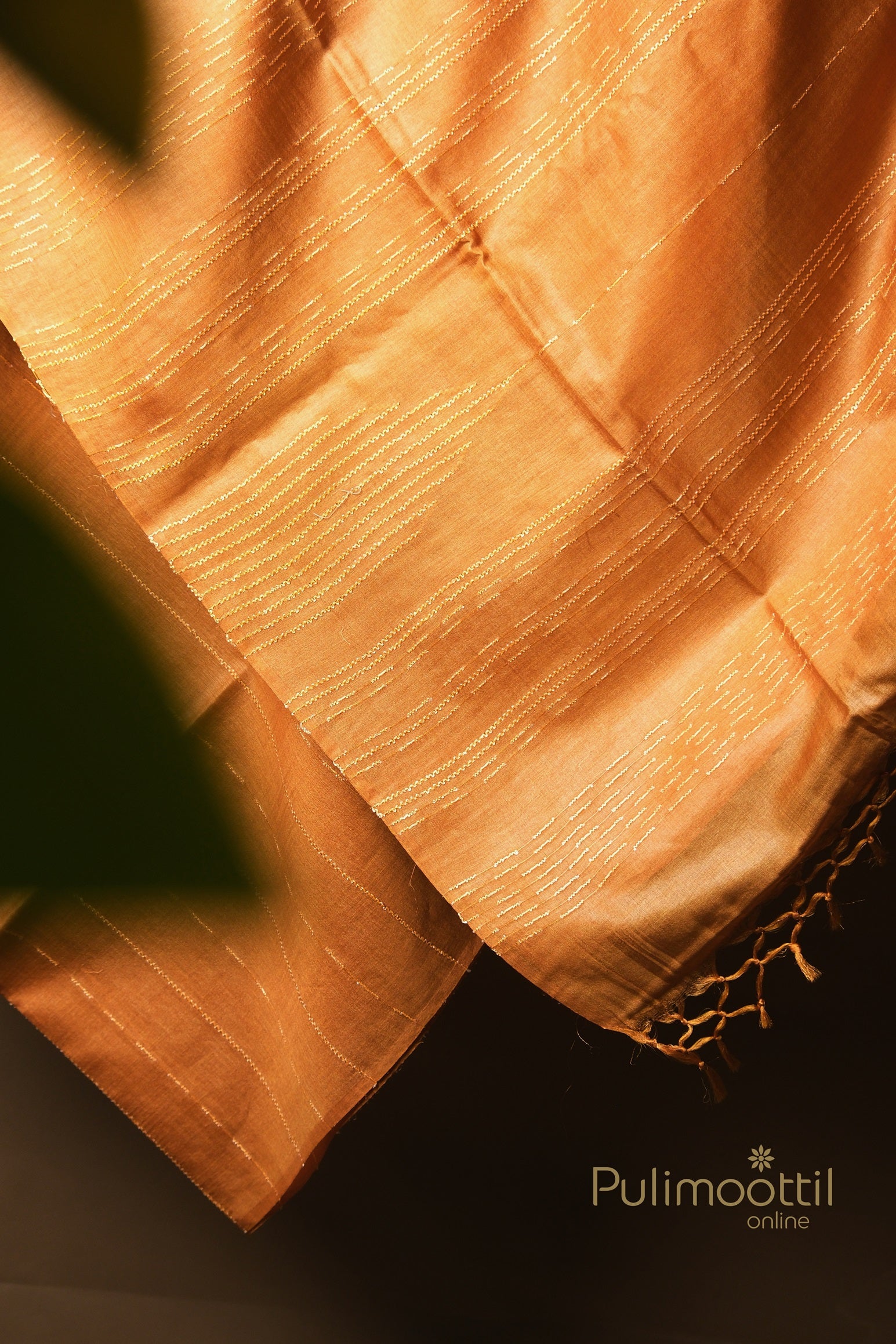 Golden yellow color Tusser silk saree