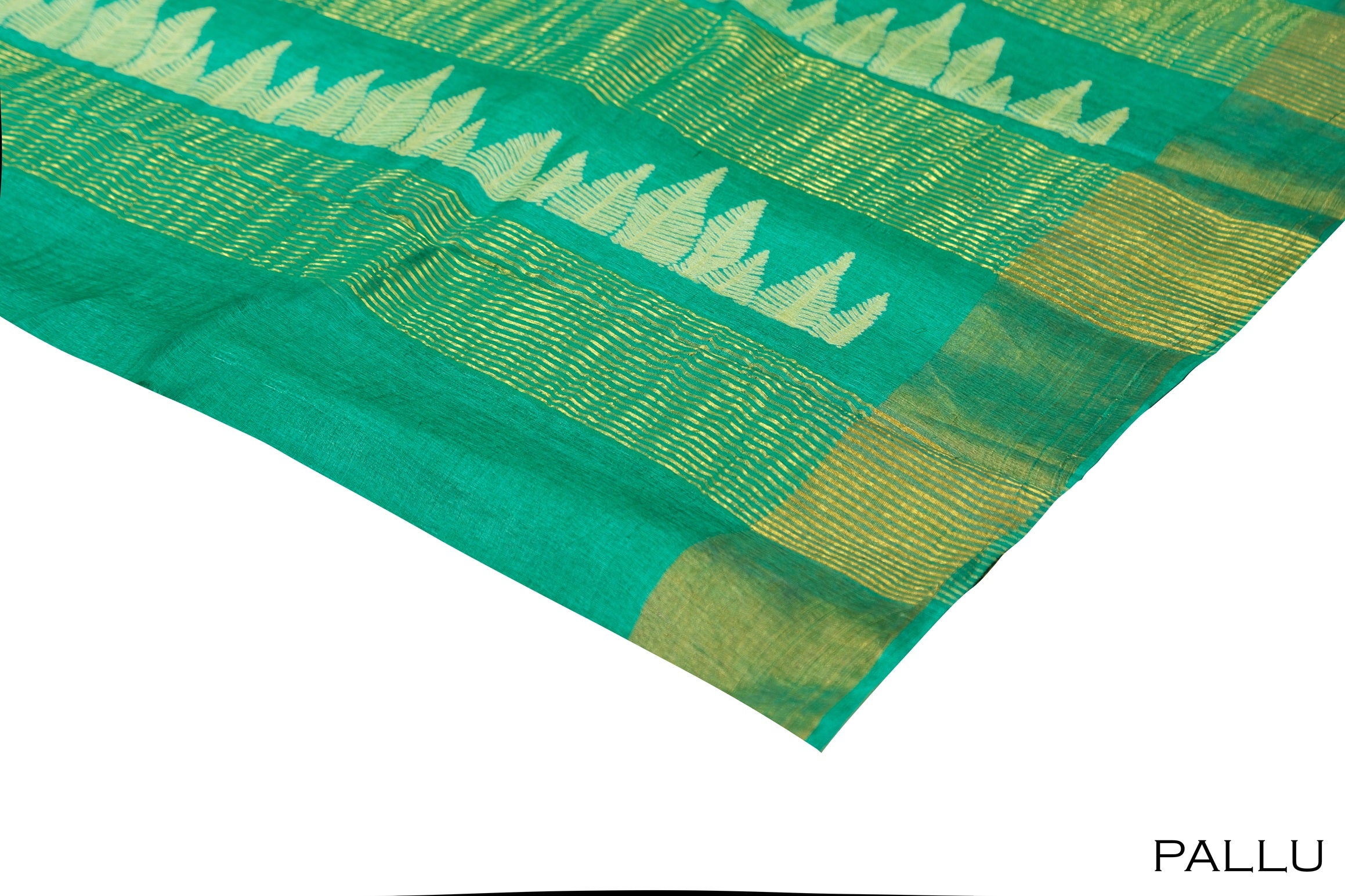 Jade green color pure Tusser silk saree.