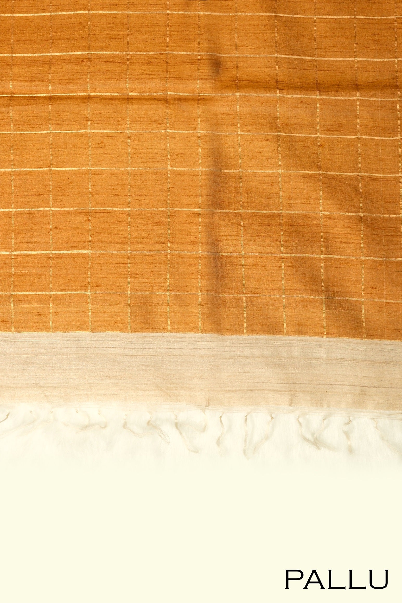 Beige color floral printed jute silk saree.