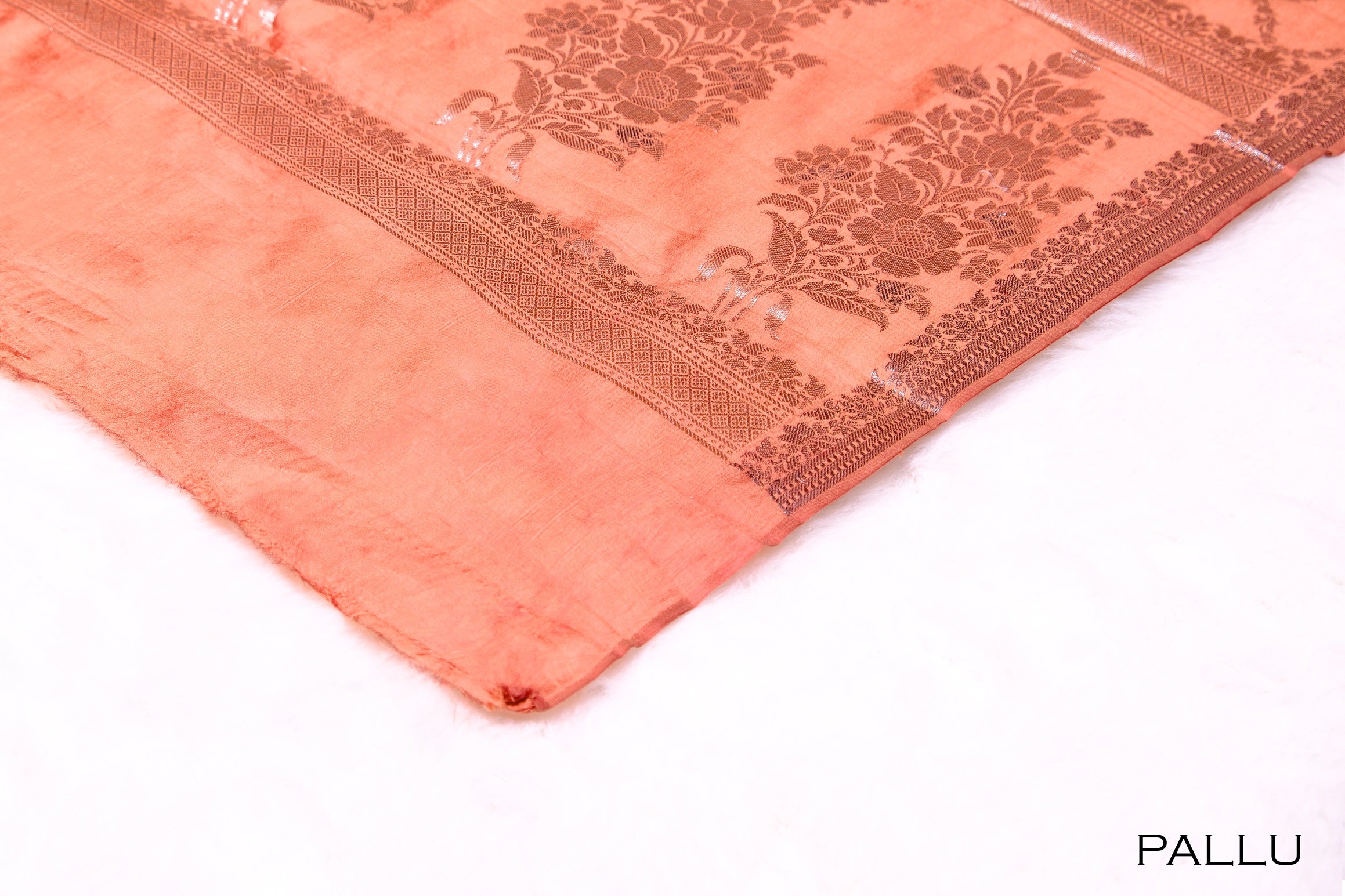 Rust color Tusser silk saree