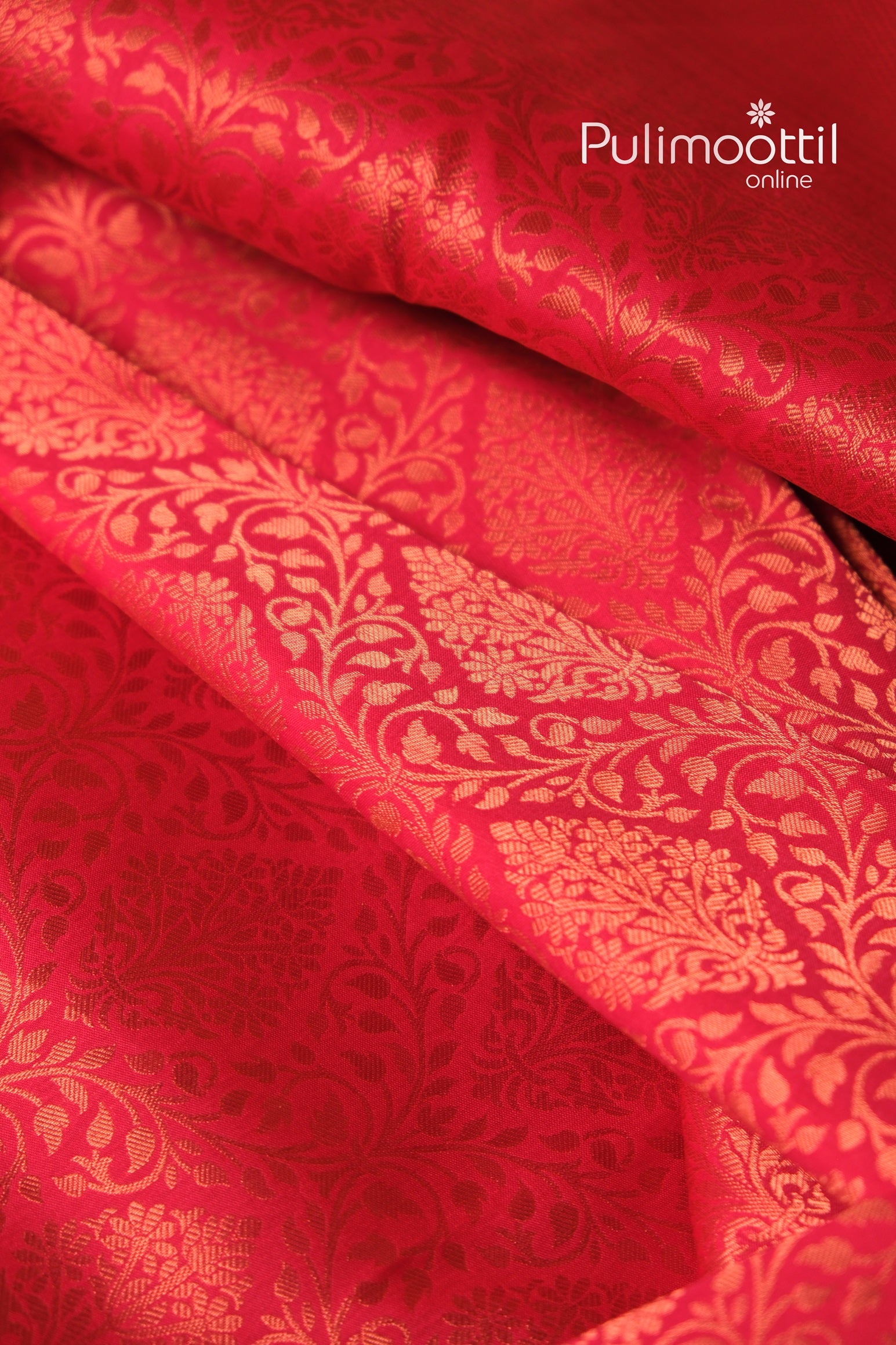 Red silk fabric with fine diagonal weave and traditional sheen finish