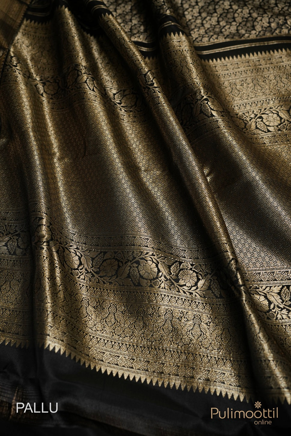 Black Colour Kanchipuram Designer Saree