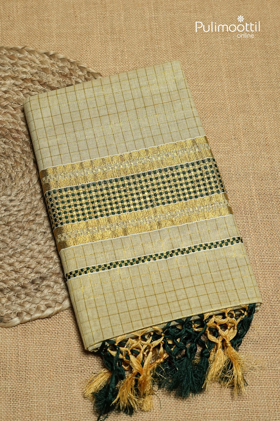 Kerala Traditional Golden Tissue Set Saree