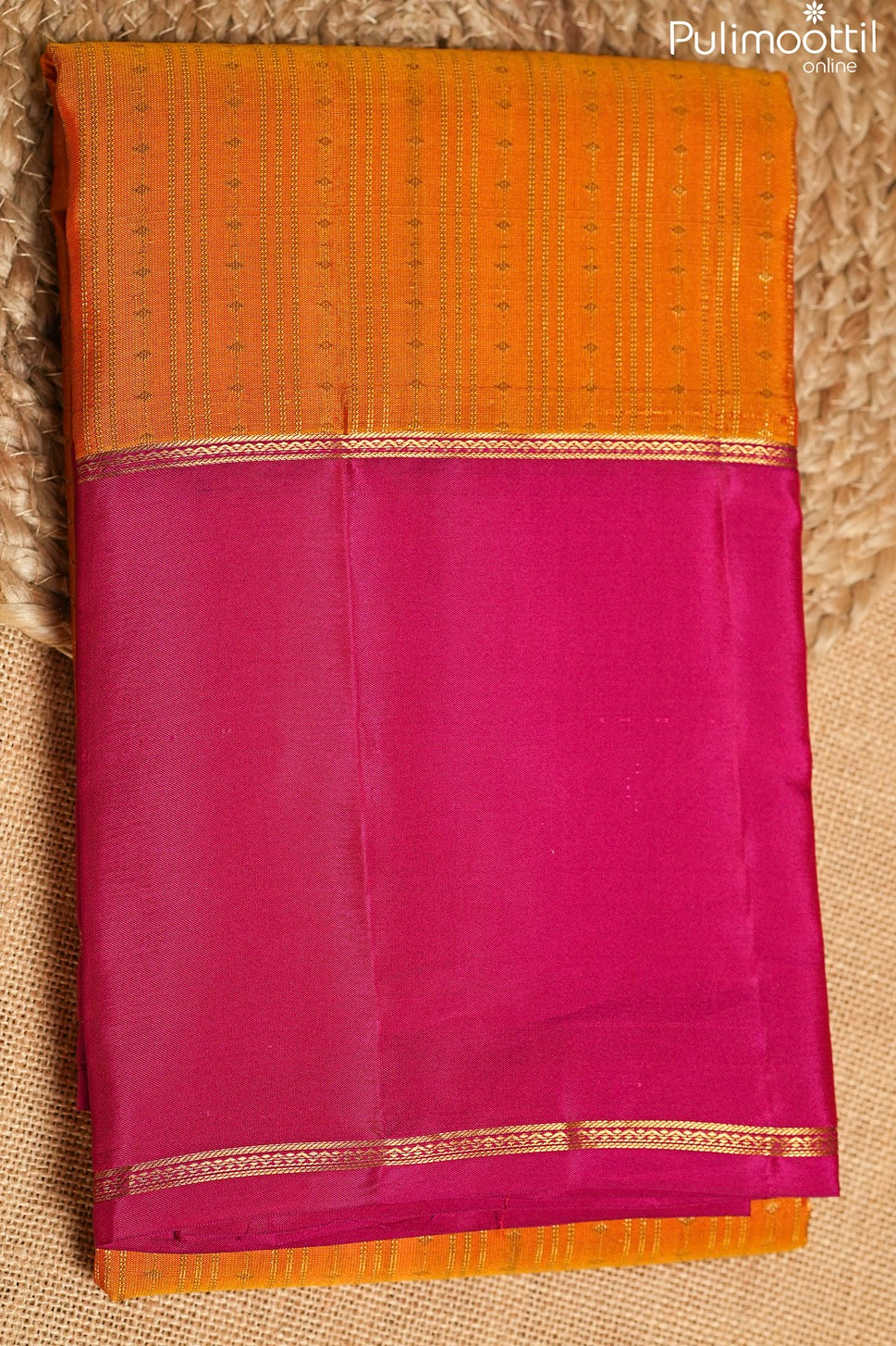 Dark Orange Colour Kanchipuram Soft Silk Saree