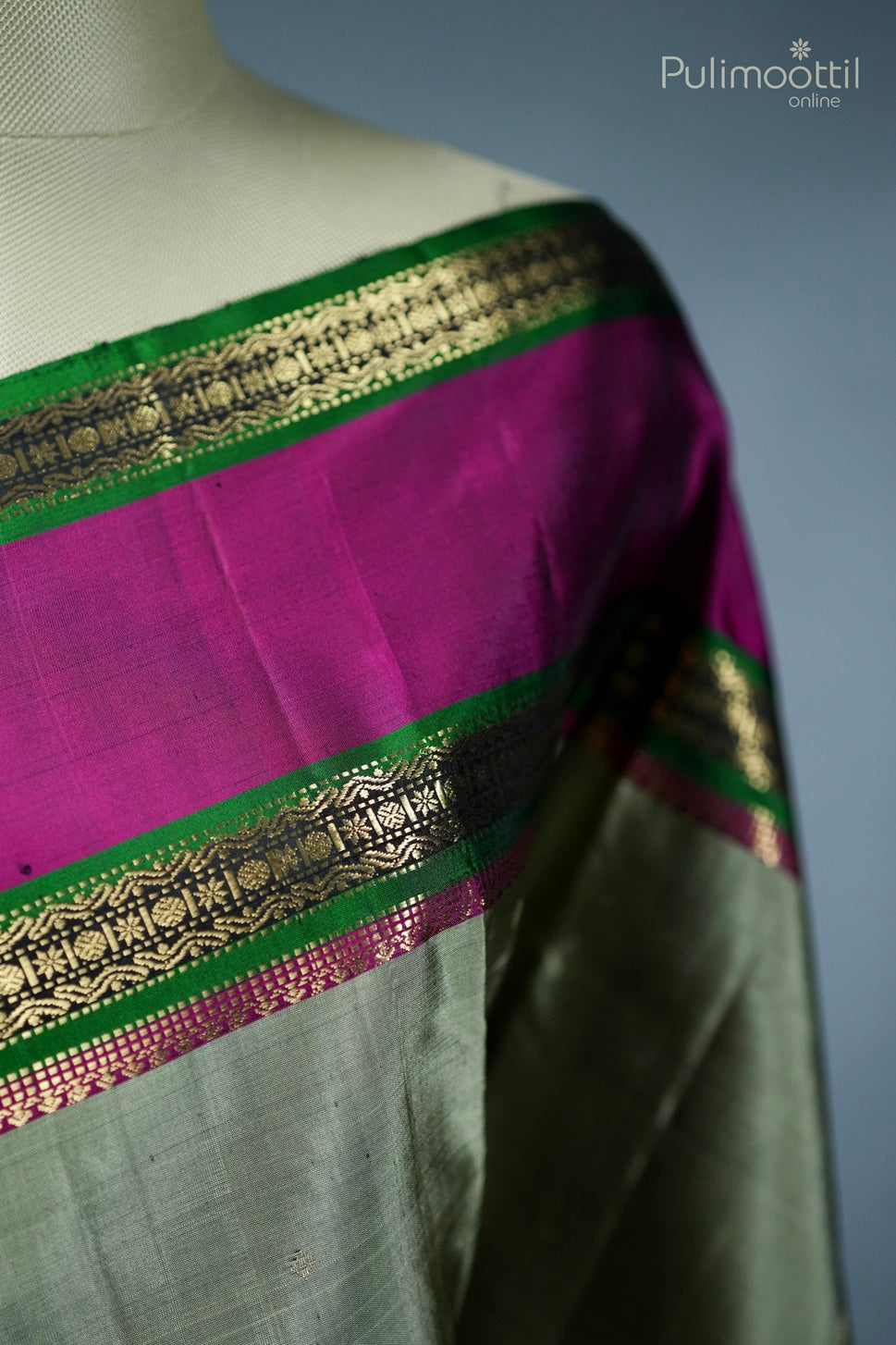 Pastel Olive Green Colour Kanchipuram Soft Silk Saree