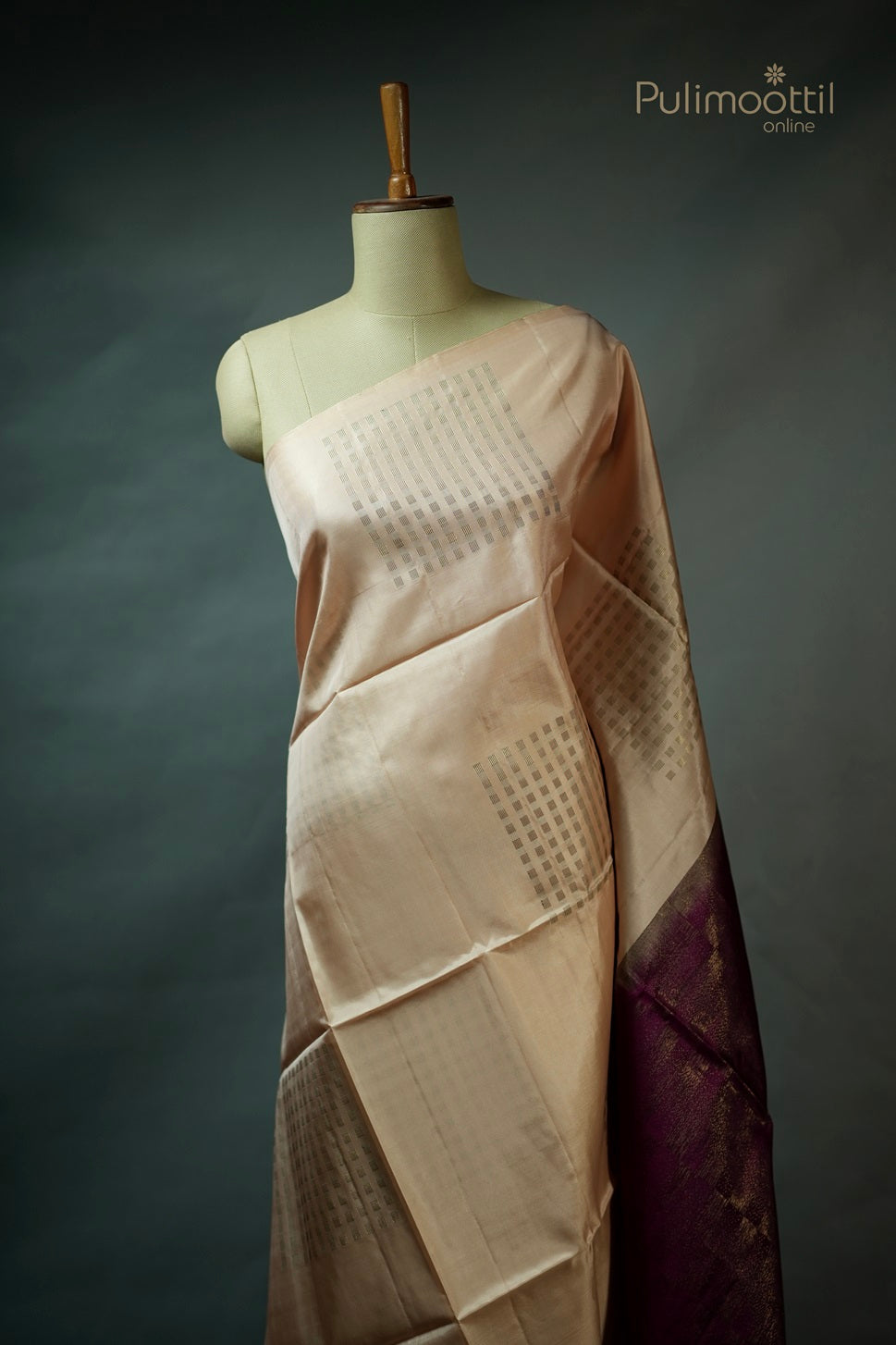 Ivory Colour Kanchipuram Soft Silk Saree