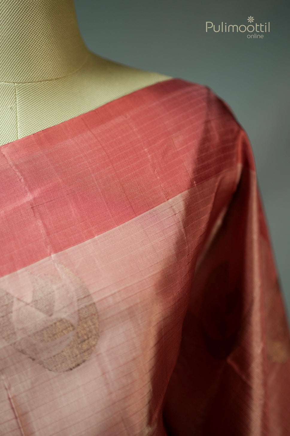 Floral Pastel Peach Colour Kanchipuram Saree