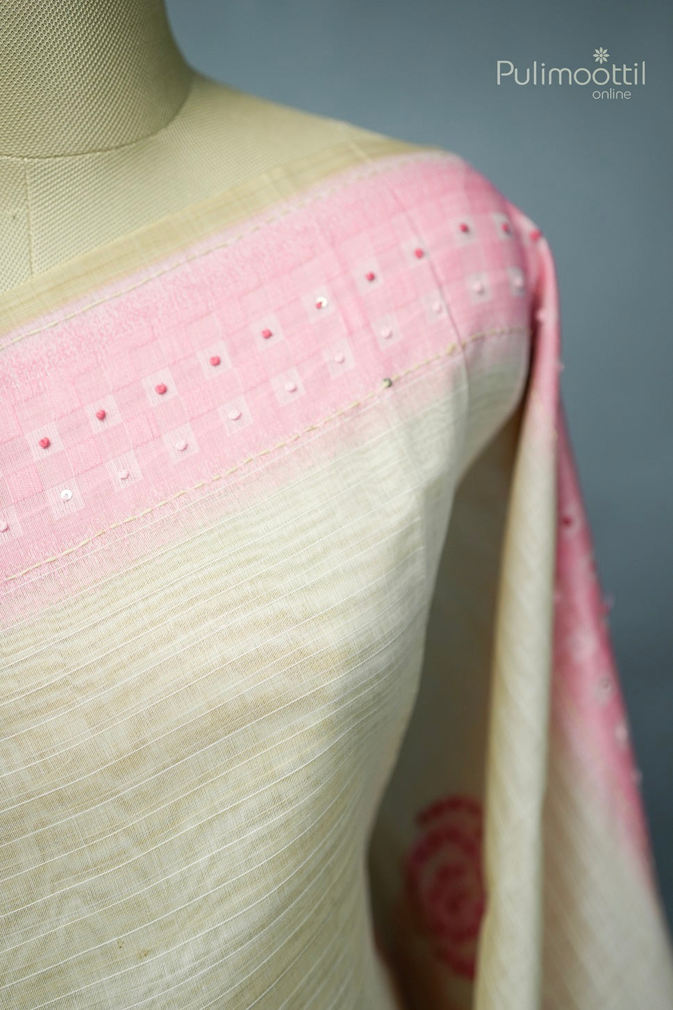 Sandal White Colour Hand Embroidery Fancy Saree