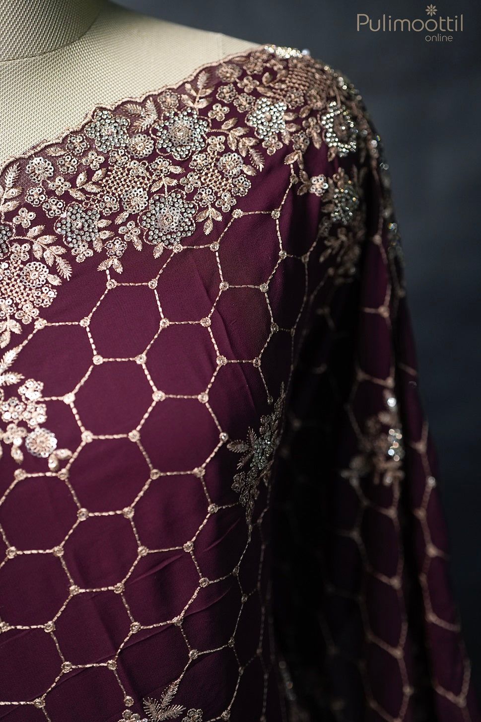 Purple colour georgette fancy saree