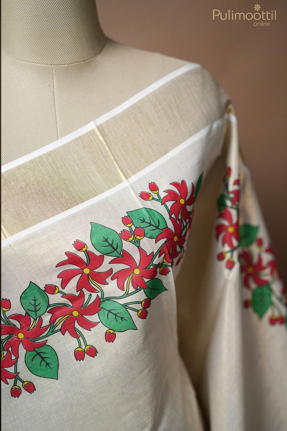 Kerala Traditional Golden Tissue Set Saree