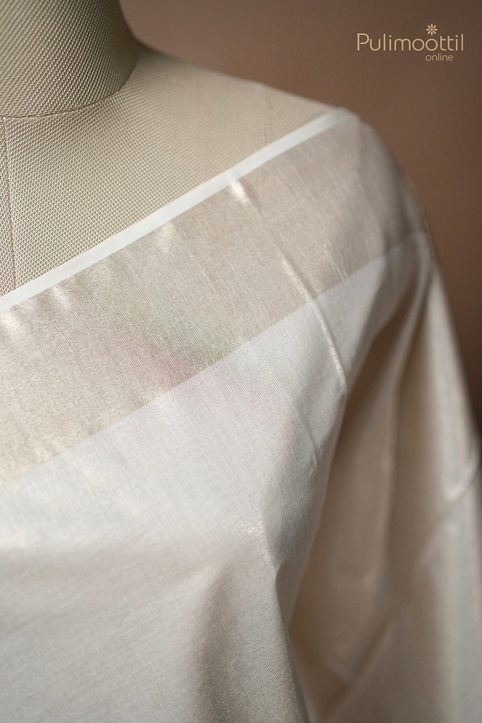 Kerala Traditional Light Golden Tissue Set Saree