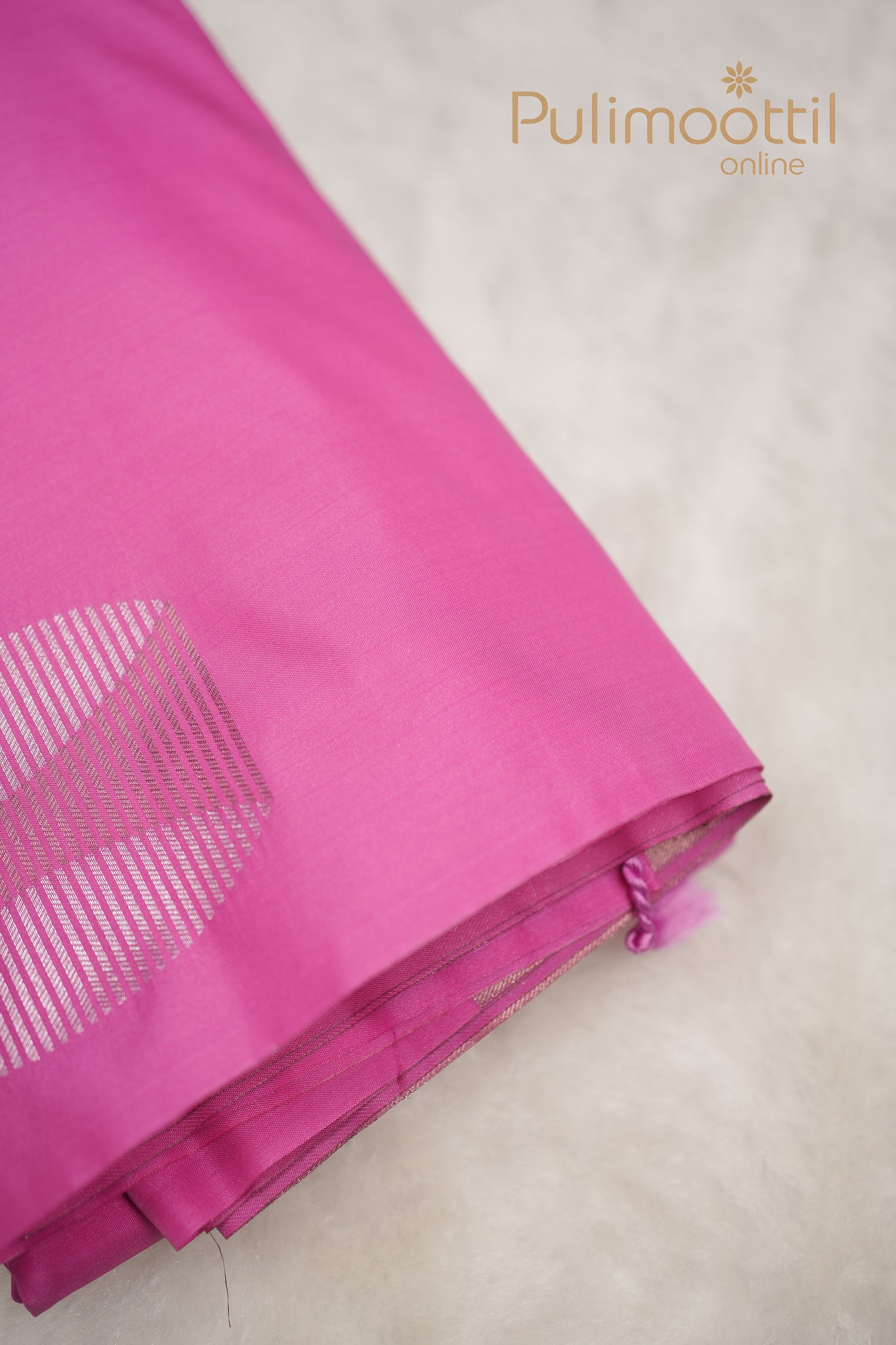 Hot Pink color semi silk saree.