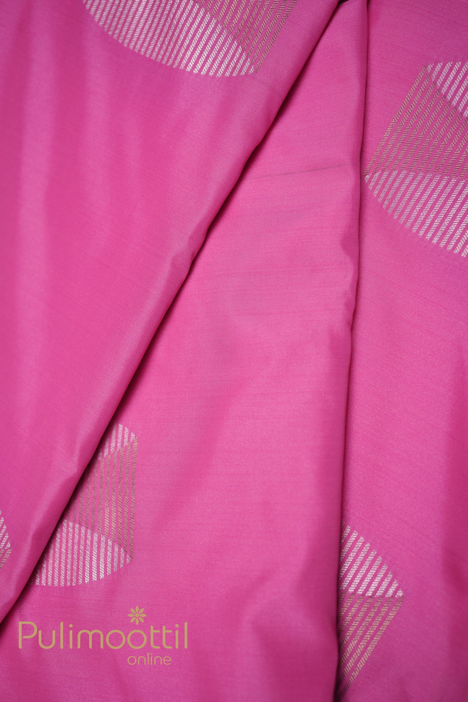 Hot Pink color semi silk saree.