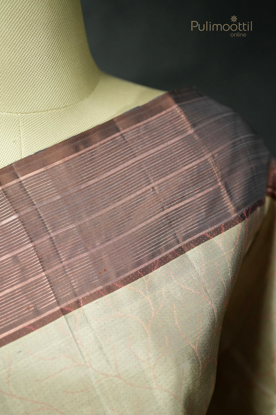 Light Olive Green Colour Kanchipuram Designer Saree