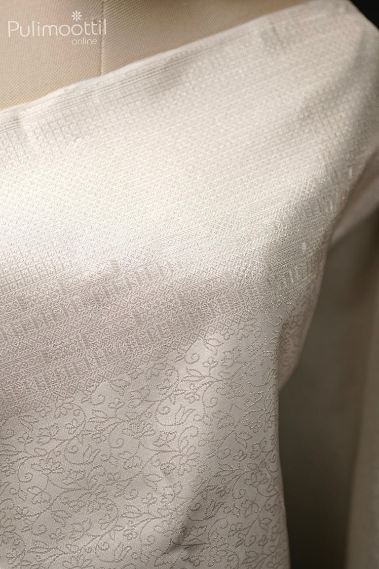 White Colour Kanchipuram Brocade Wedding Saree