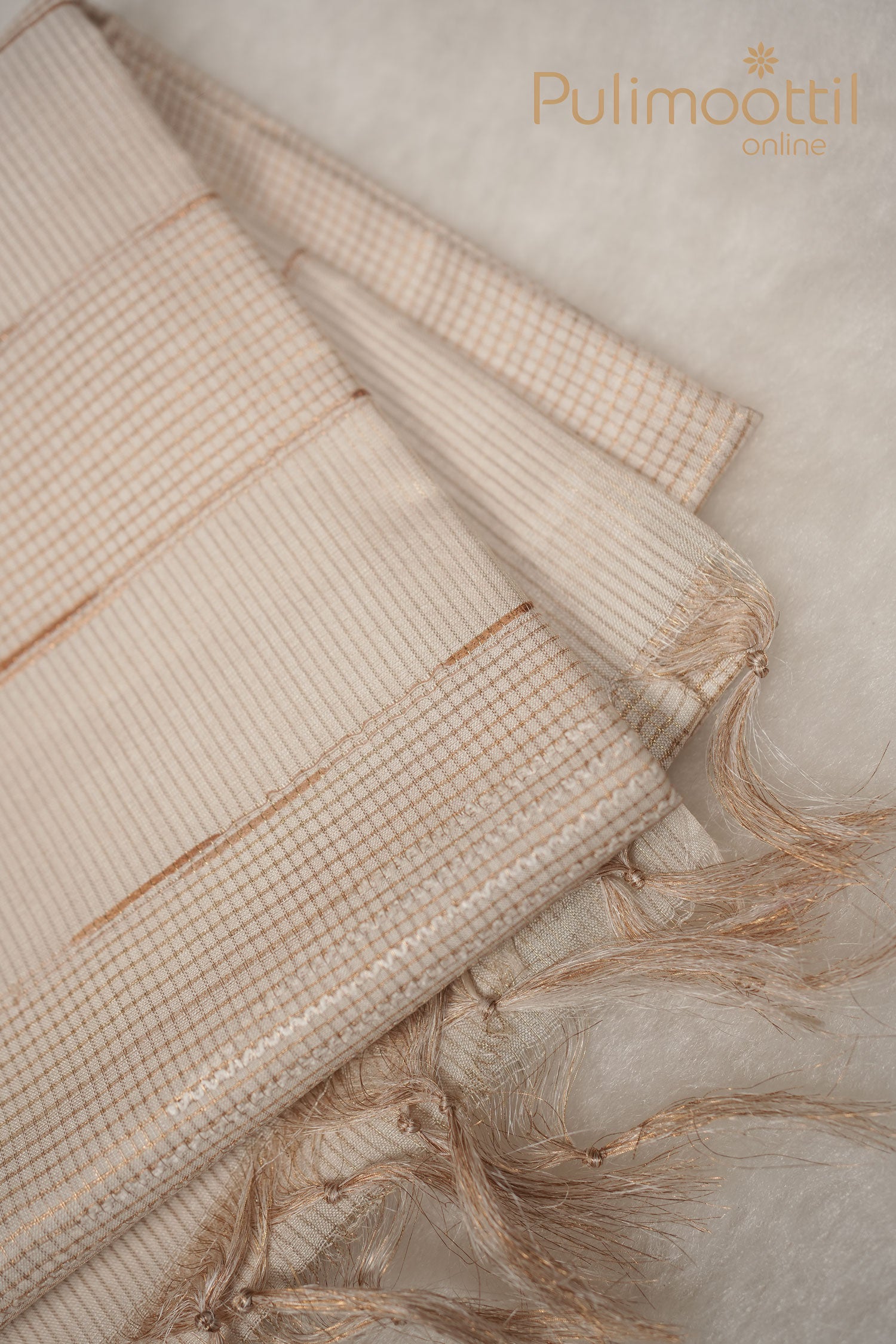 Cream color Tussar silk saree
