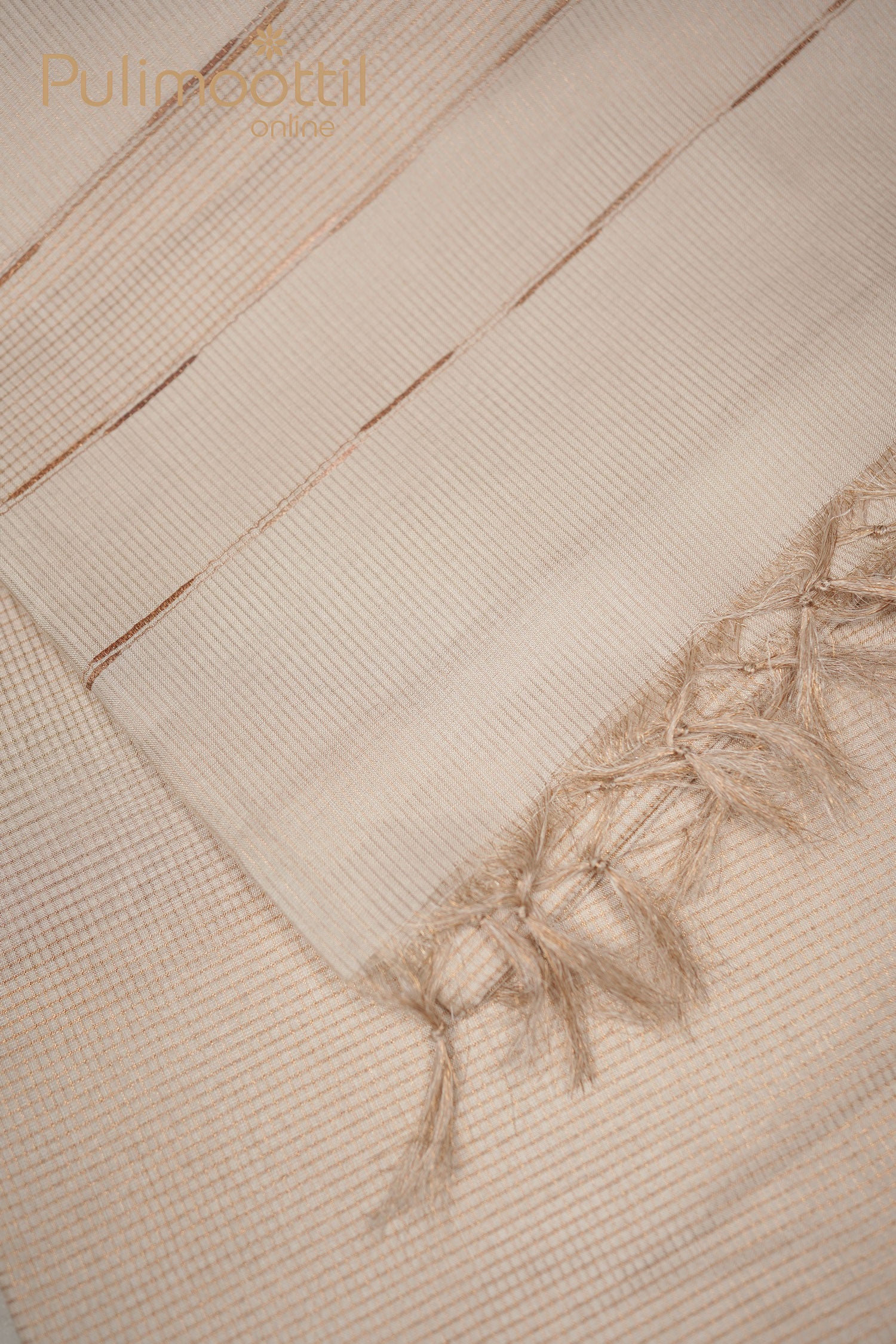Cream color Tussar silk saree