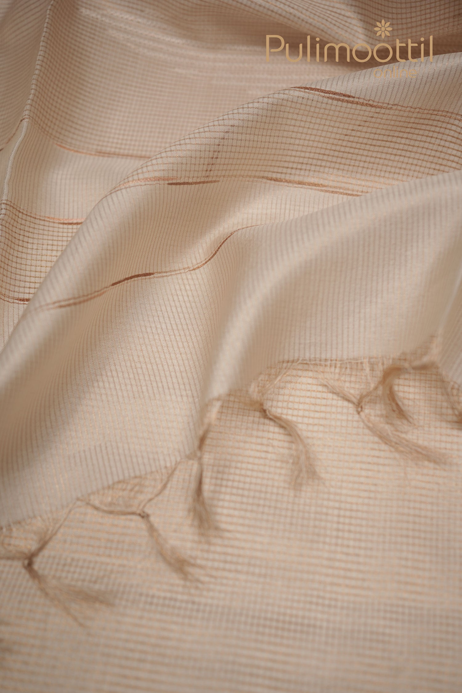 Cream color Tussar silk saree