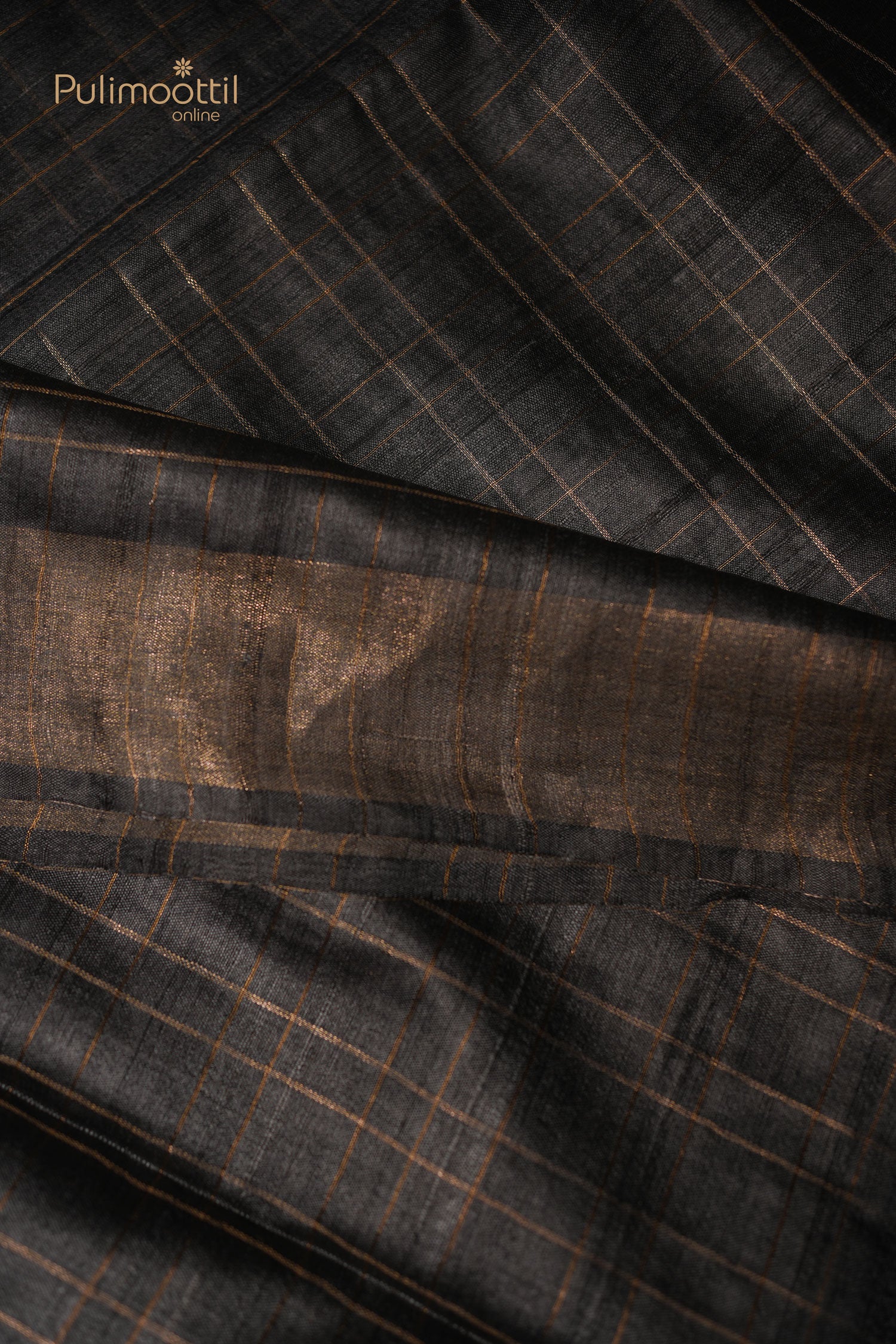 Greyish Black color Tussar silk saree