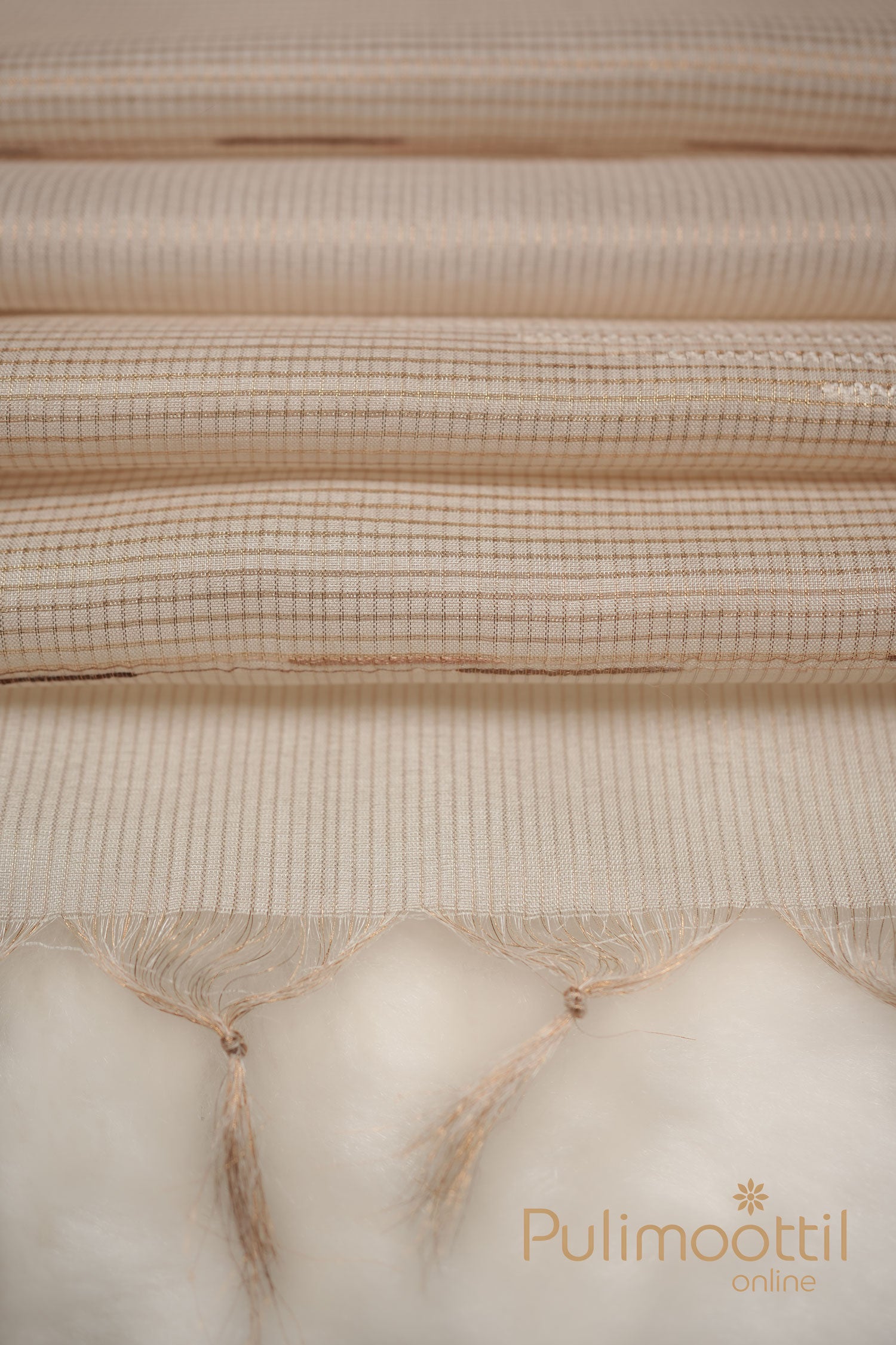 Cream color Tussar silk saree