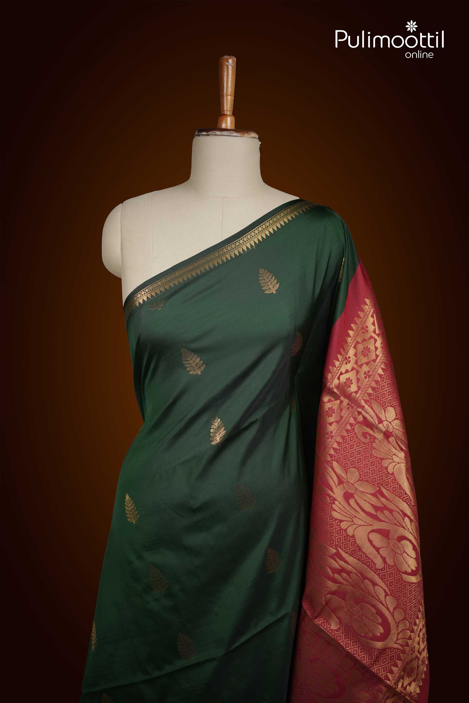 Bottle Green Colour Semi Silk Saree.