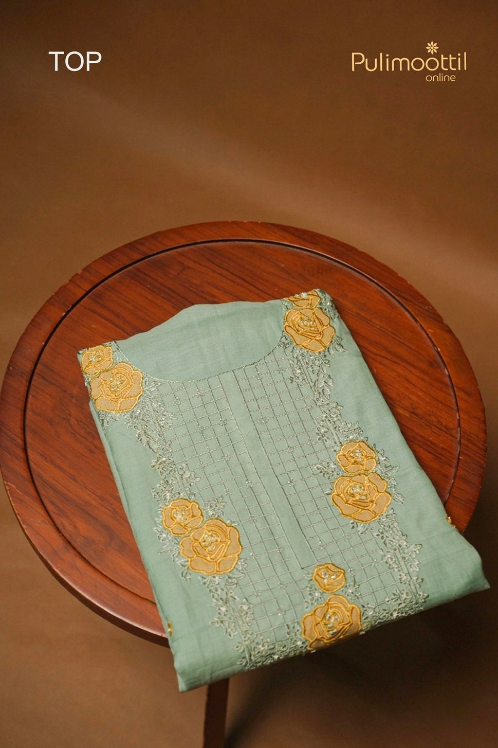 Pista Green Chanderi Unstitched Salwar Set