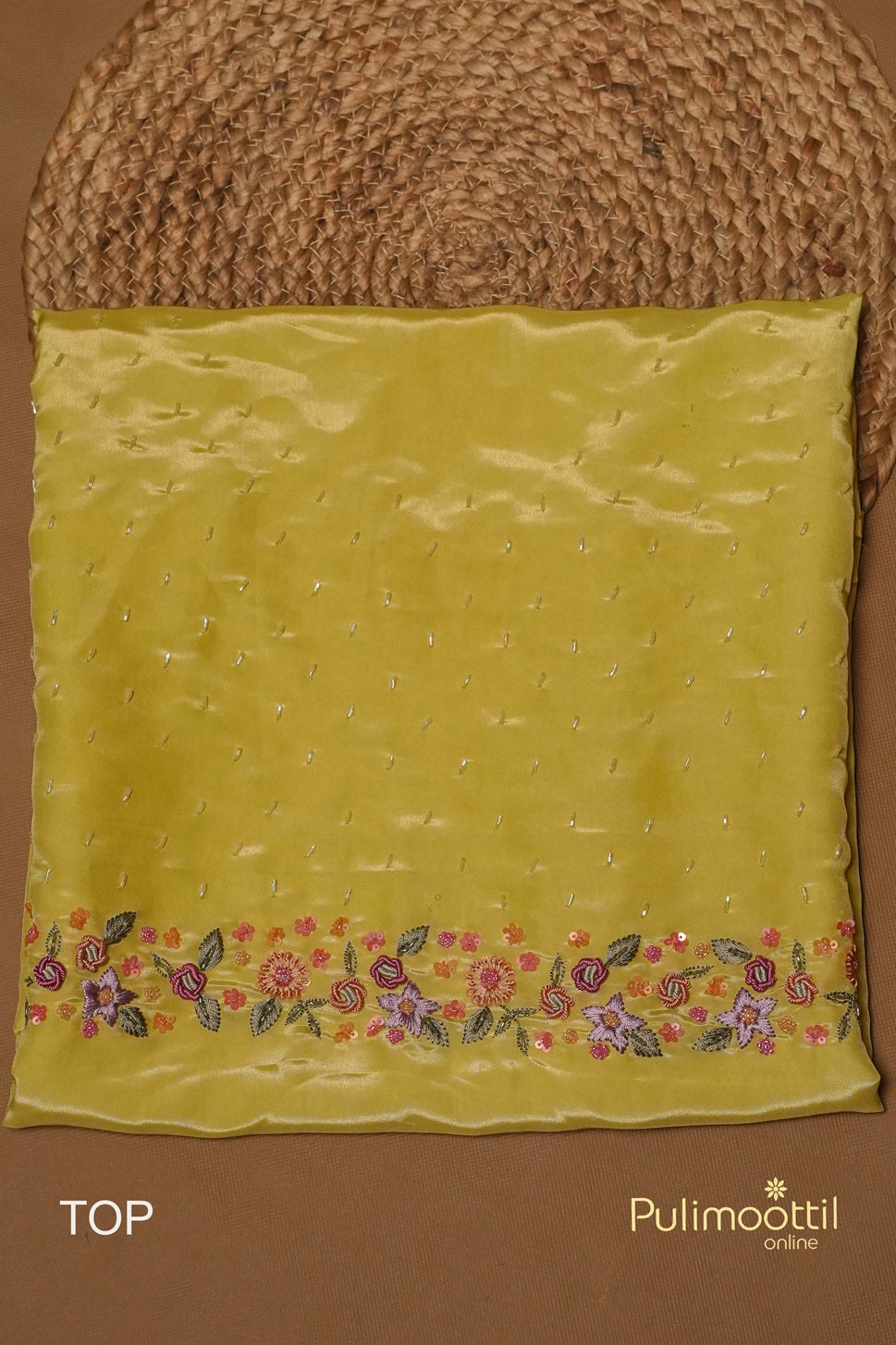 Yellow Green Cripe Silk Unstitched Salwar Set